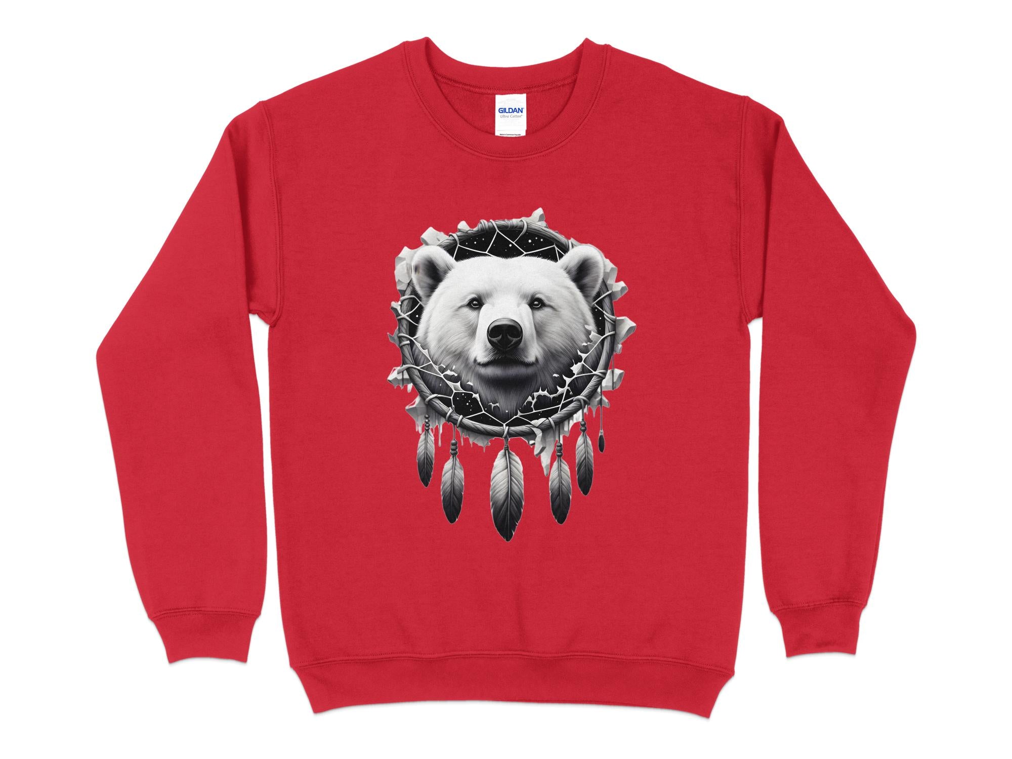 Dreamcatcher Bear - Coloured Gildan Sweatshirt Realistic Native American Talisman Unisex Mythology Tee Graphic Design