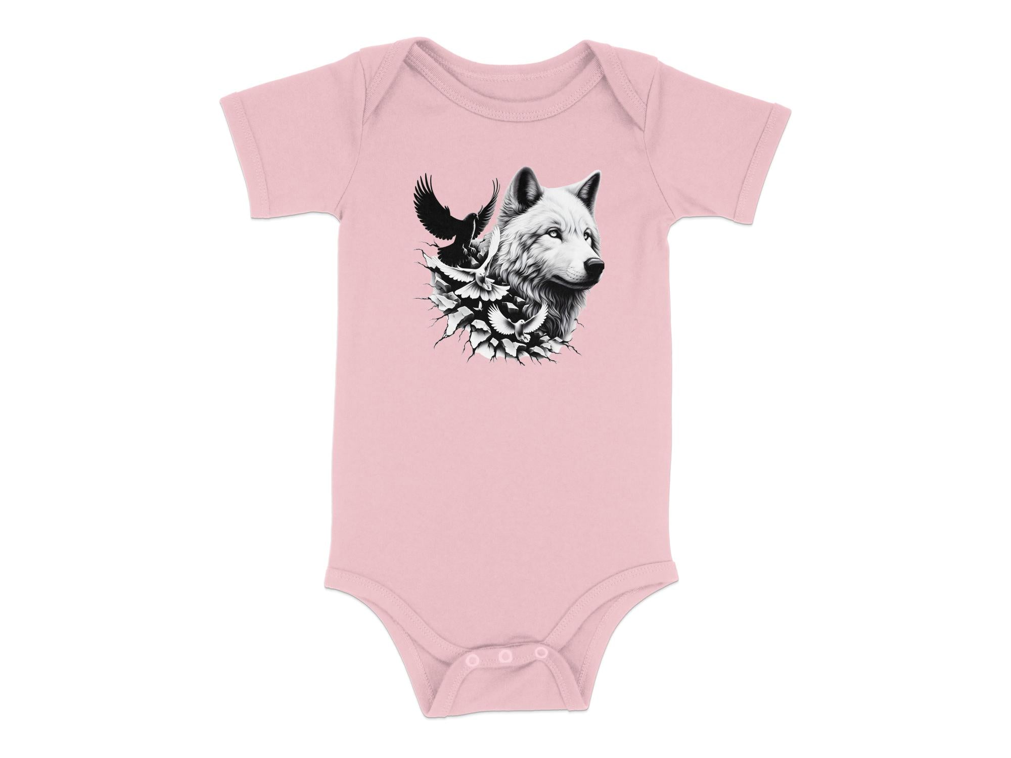 Wolf x Doves - Coloured Toddler Bodysuit Realistic Animal Talisman Unisex Tee Graphic Design