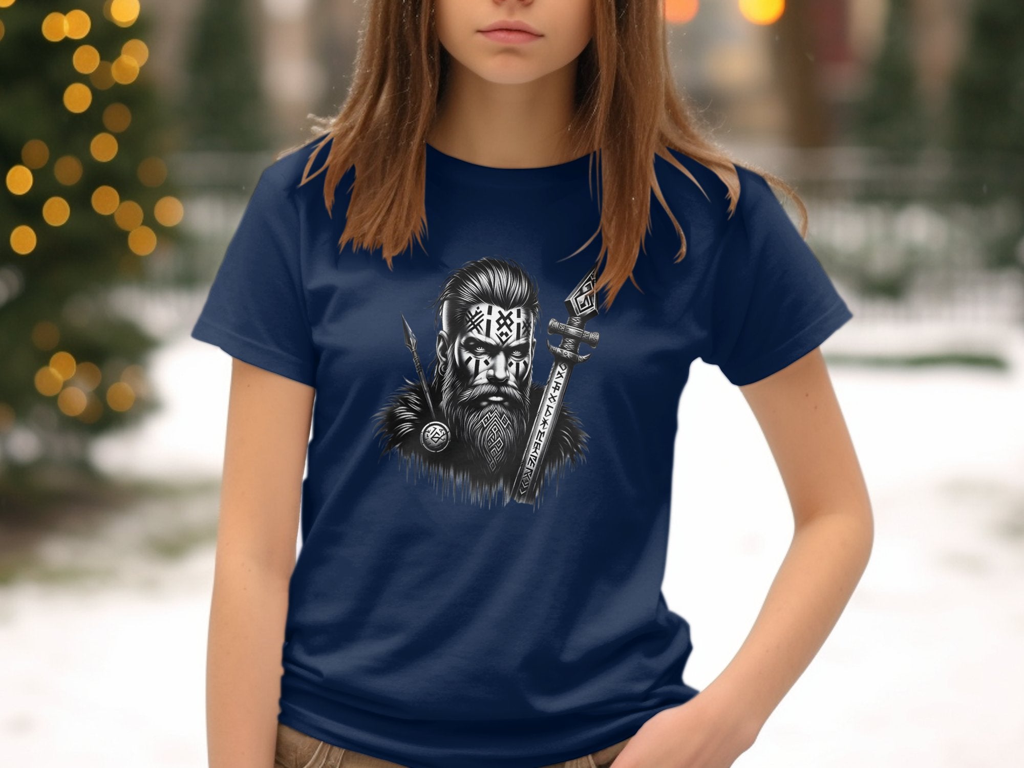 Viking Stoic - Coloured Gildan Kids T-Shirt Realistic Norse Talisman Unisex Valhalla Tee Graphic Design