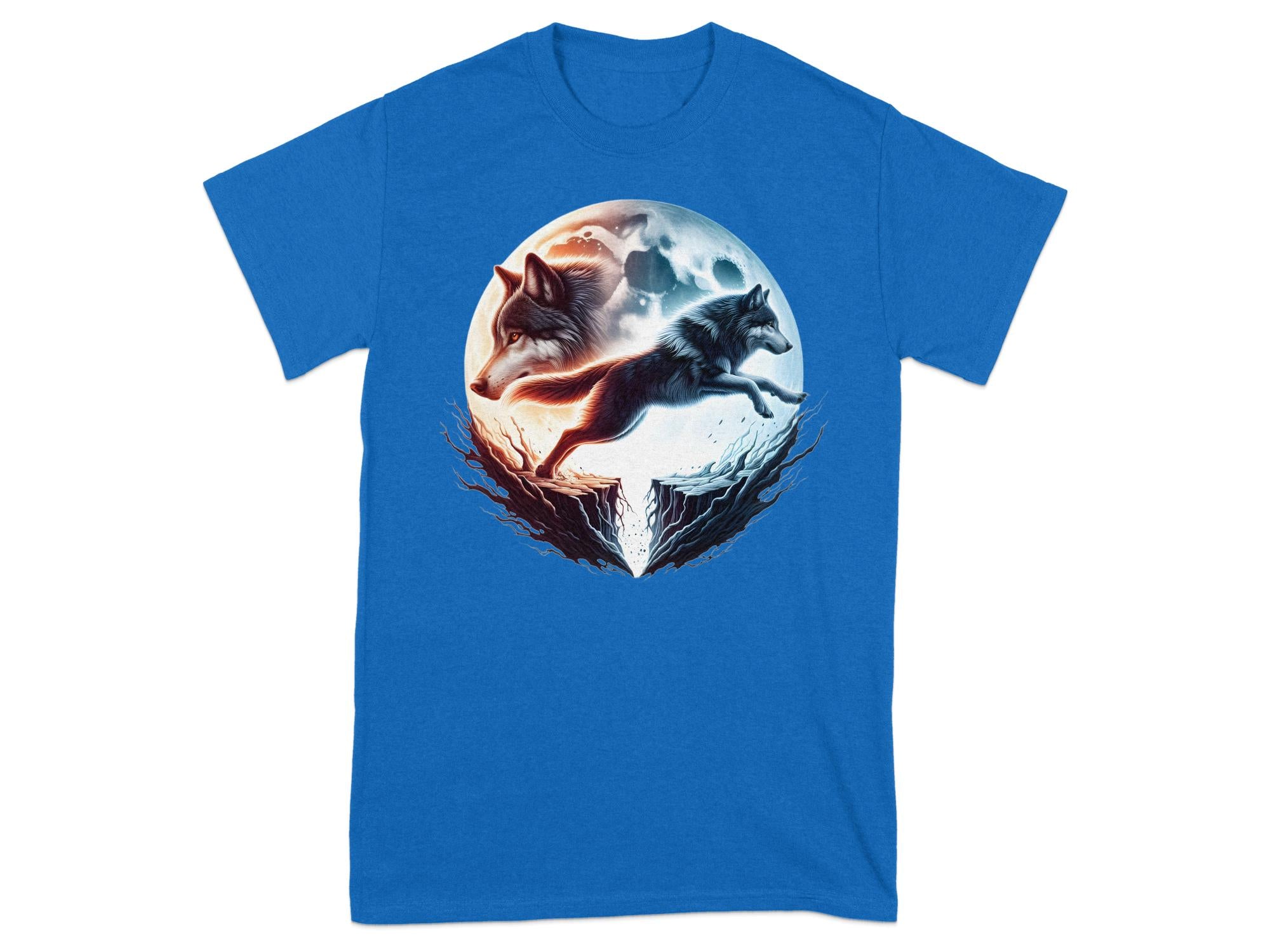 Moon Wolf - T-Shirt Realistic Full Colour Animal Talisman Unisex Mythology Tee Gildan Graphic Design