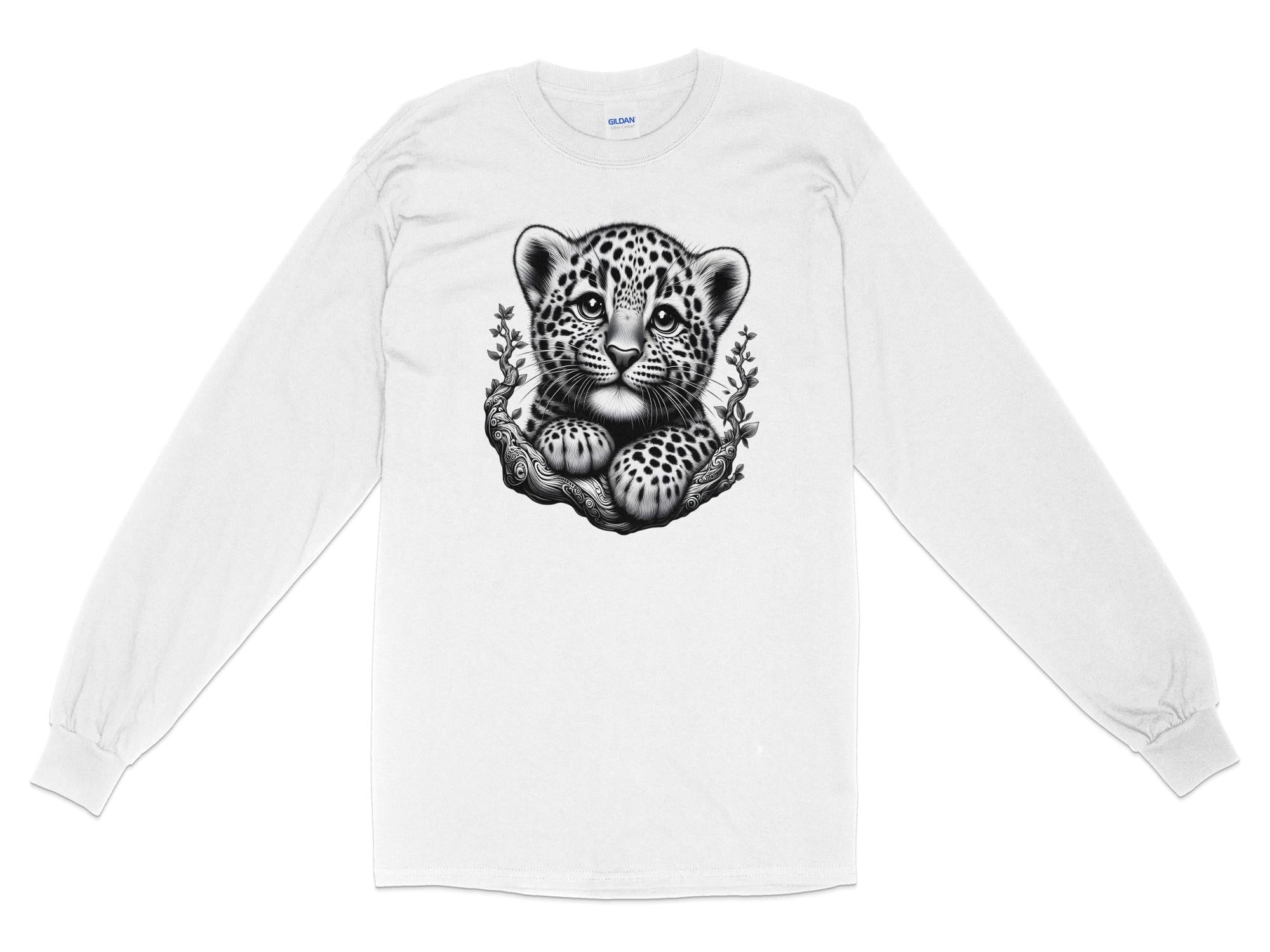 Leopard Bonsai - Coloured Gildan Long Sleeve Realistic Animal Talisman Unisex Cute Tee Graphic Design