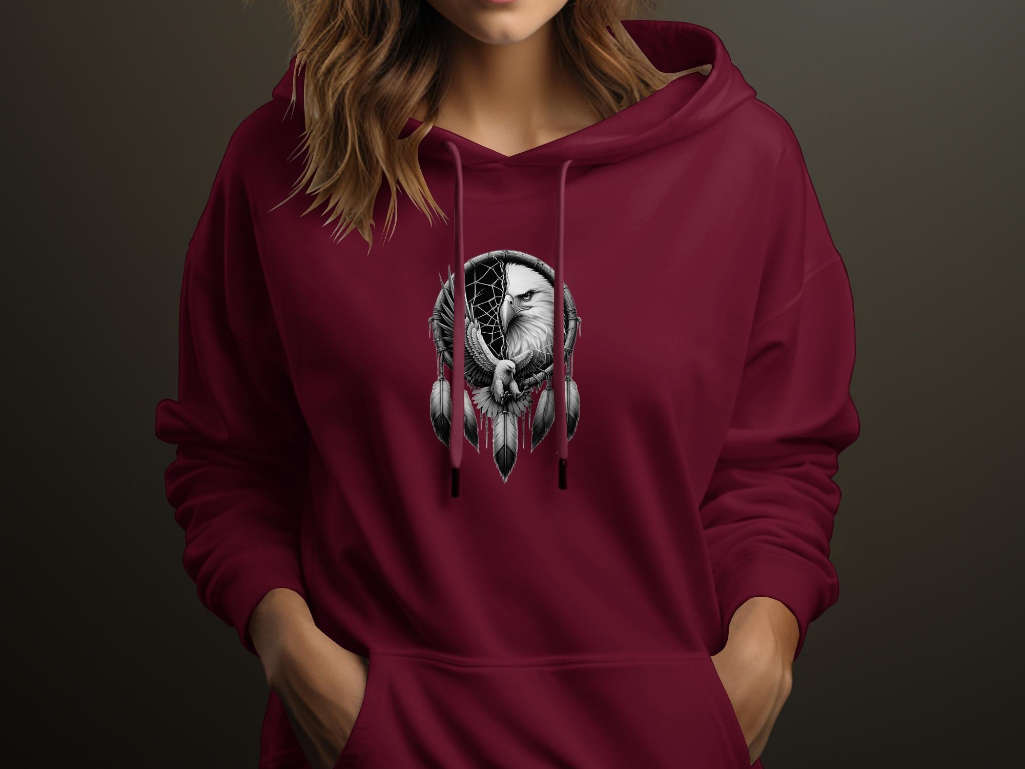 Dreamcatcher Eagle - Coloured Gildan Hoodie Realistic Native American Talisman Unisex Mythology Tee Graphic Design