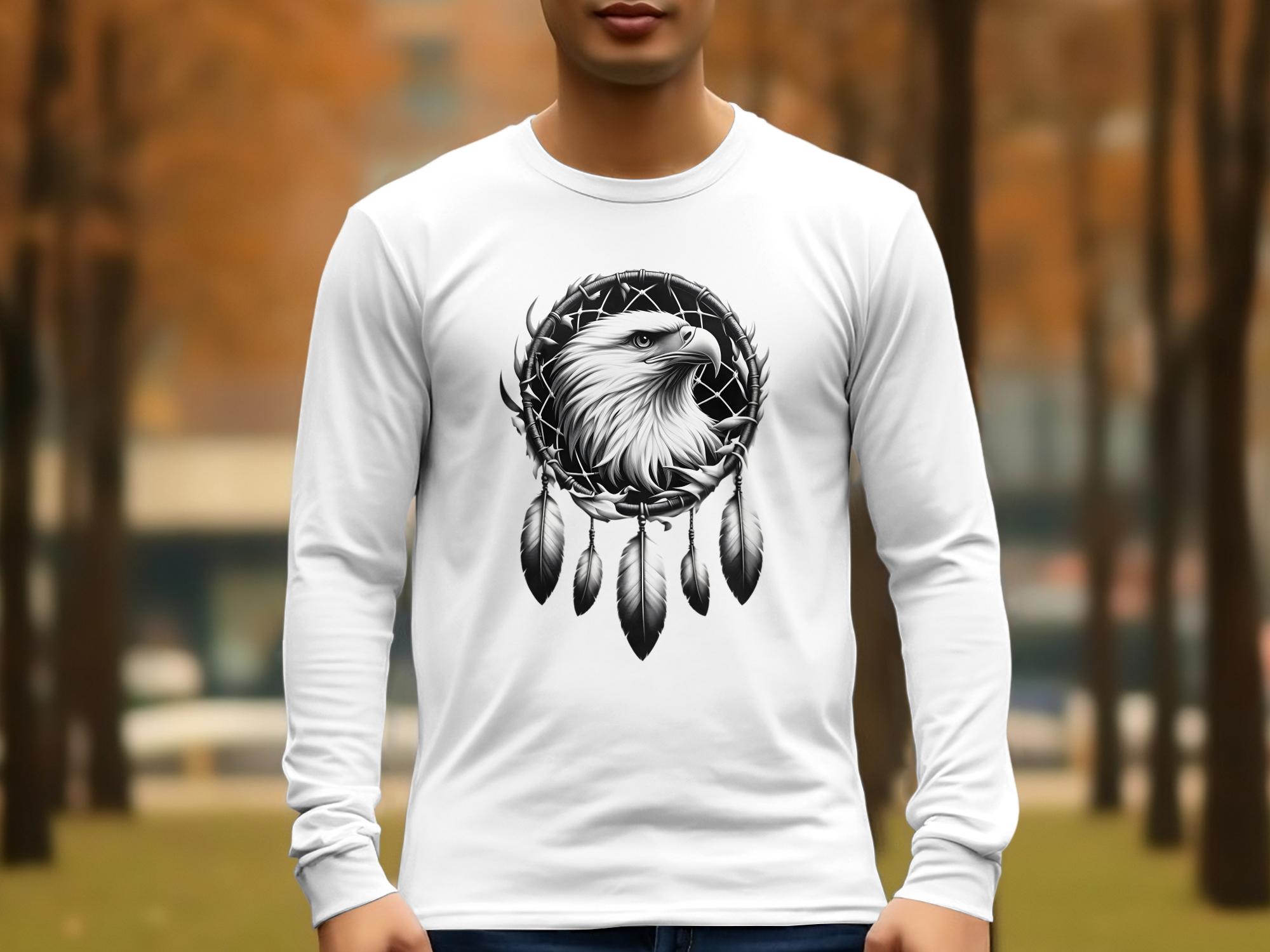 Dreamcatcher Eagle - Coloured Gildan Long Sleeve Realistic Native American Talisman Unisex Mythology Tee Graphic Design