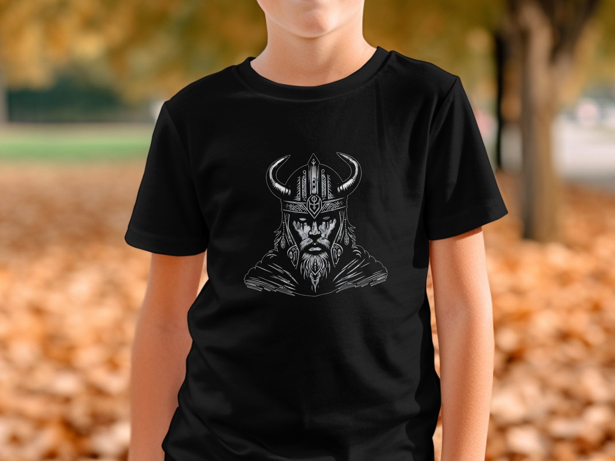 Viking Iron Will - Coloured Gildan Kids T-Shirt Realistic Norse Talisman Unisex Valhalla Tee Graphic Design