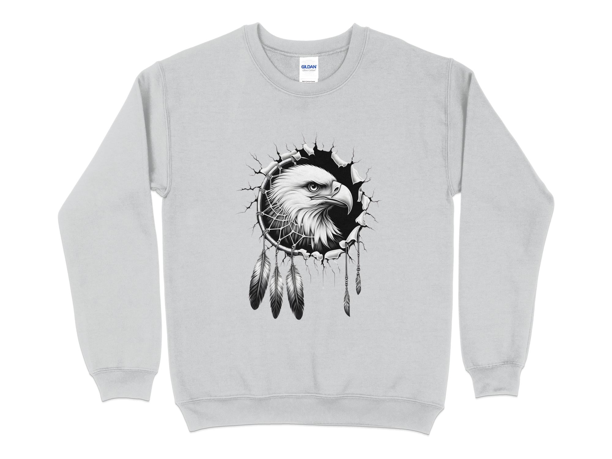 Dreamcatcher Eagle - Coloured Gildan Sweatshirt Realistic Native American Talisman Unisex Mythology Tee Graphic Design