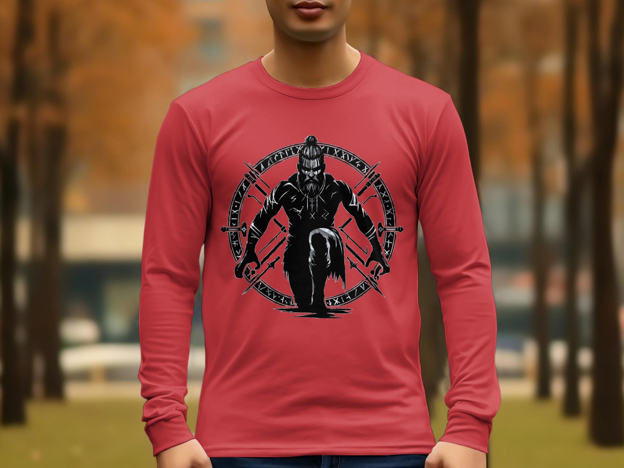 Viking Watchman - Coloured Gildan Long Sleeve Norse Talisman Men Women Unisex Valhalla Tee