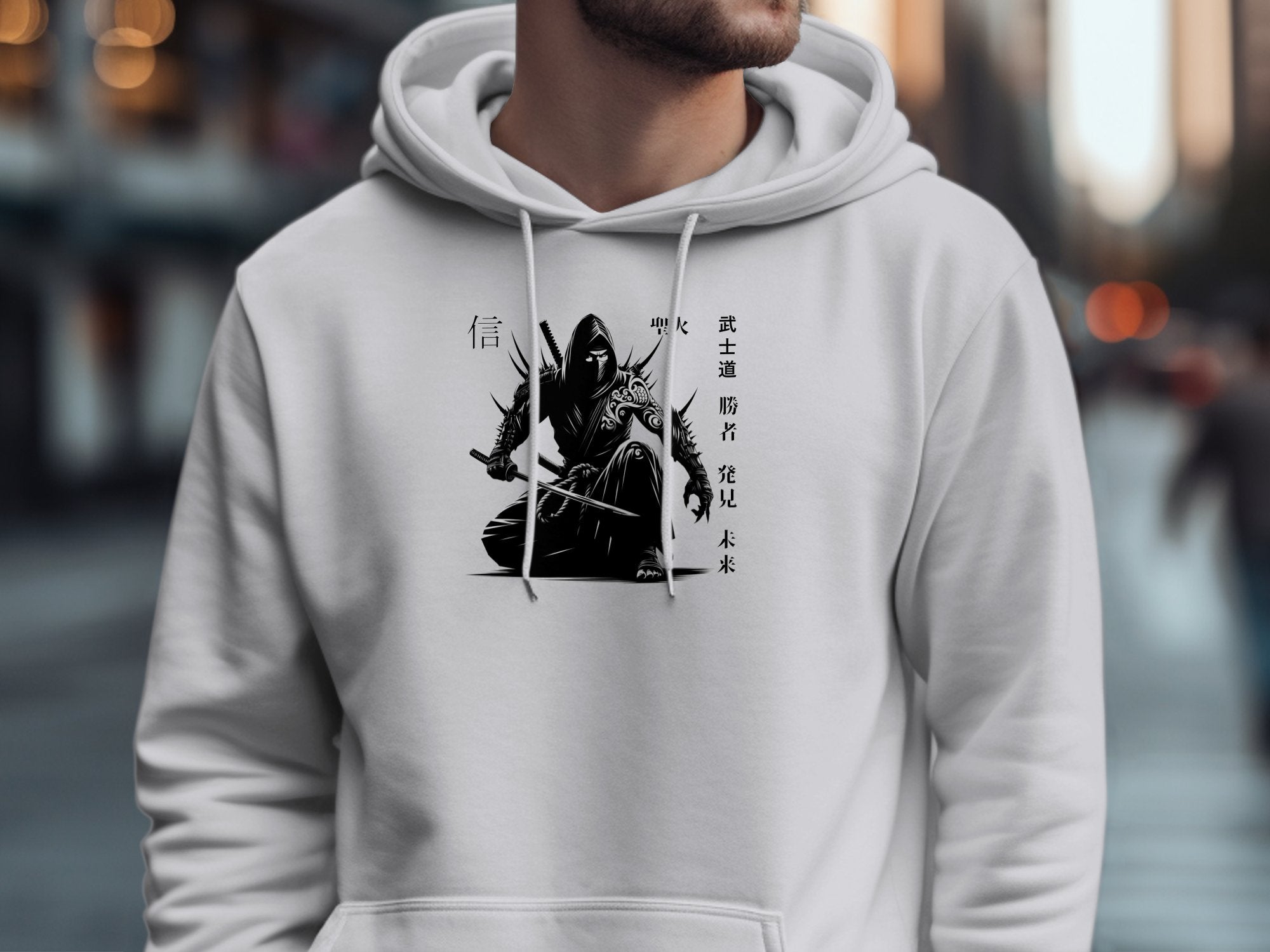 Samurai Ninja - Coloured Gildan Hoodie Japanese Talisman Unisex Cultural Symbolic Graphic Design