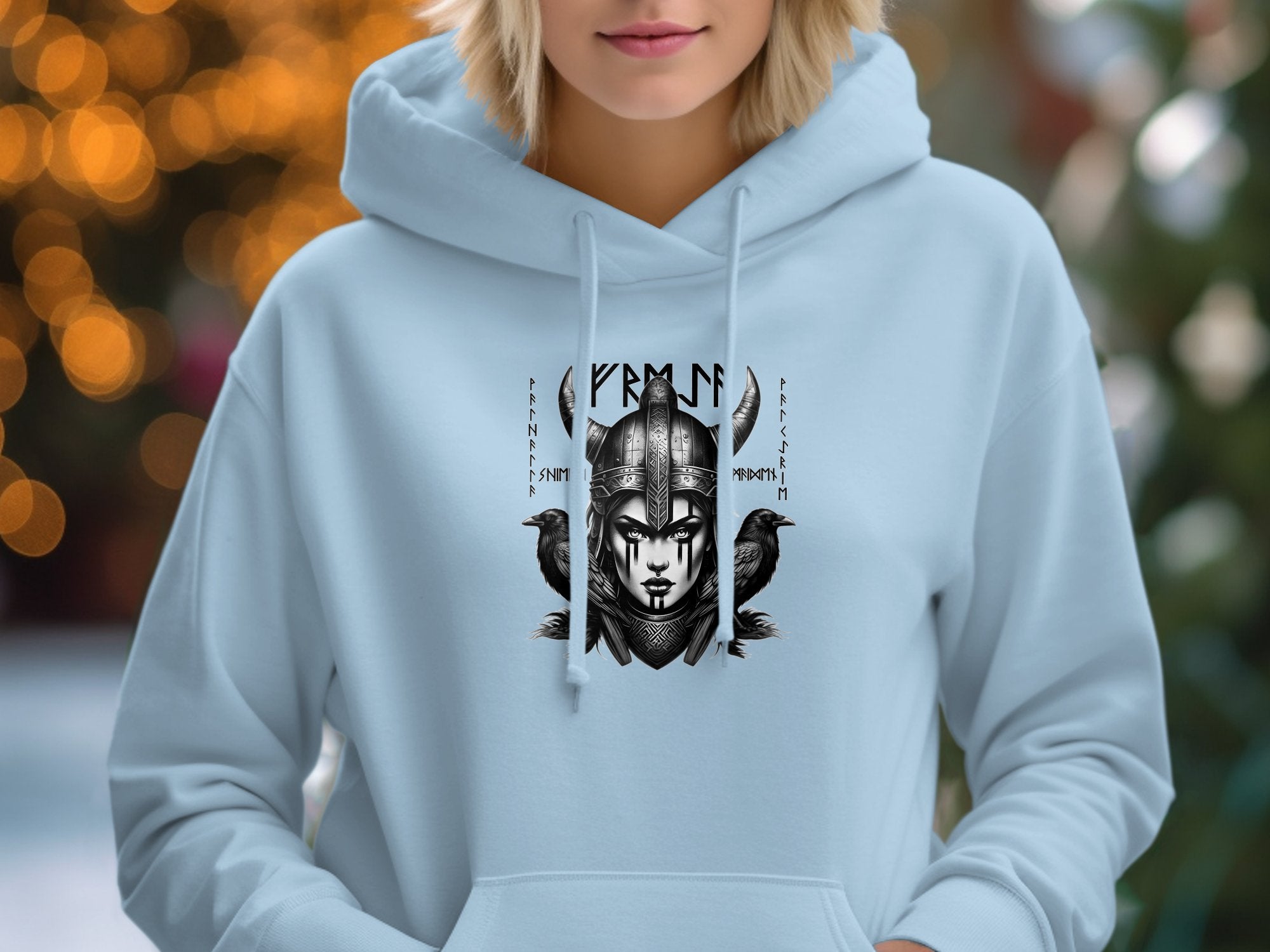 Viking Shield Maiden - Coloured Gildan Hoodie Realistic Norse Talisman Men Women Unisex Valhalla Tee Graphic Design