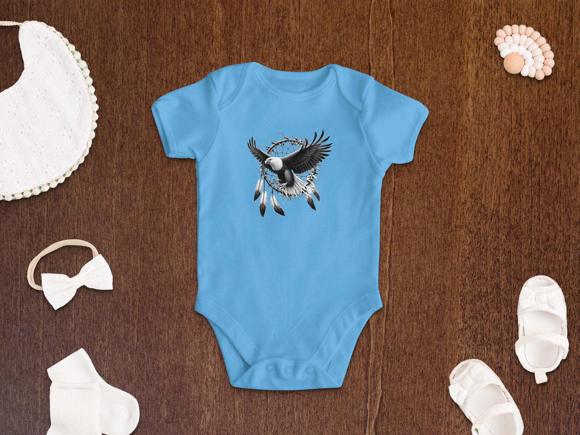 Dreamcatcher Eagle - Coloured  Toddler Bodysuit Realistic Native American Talisman Unisex Mythology Tee Graphic Design