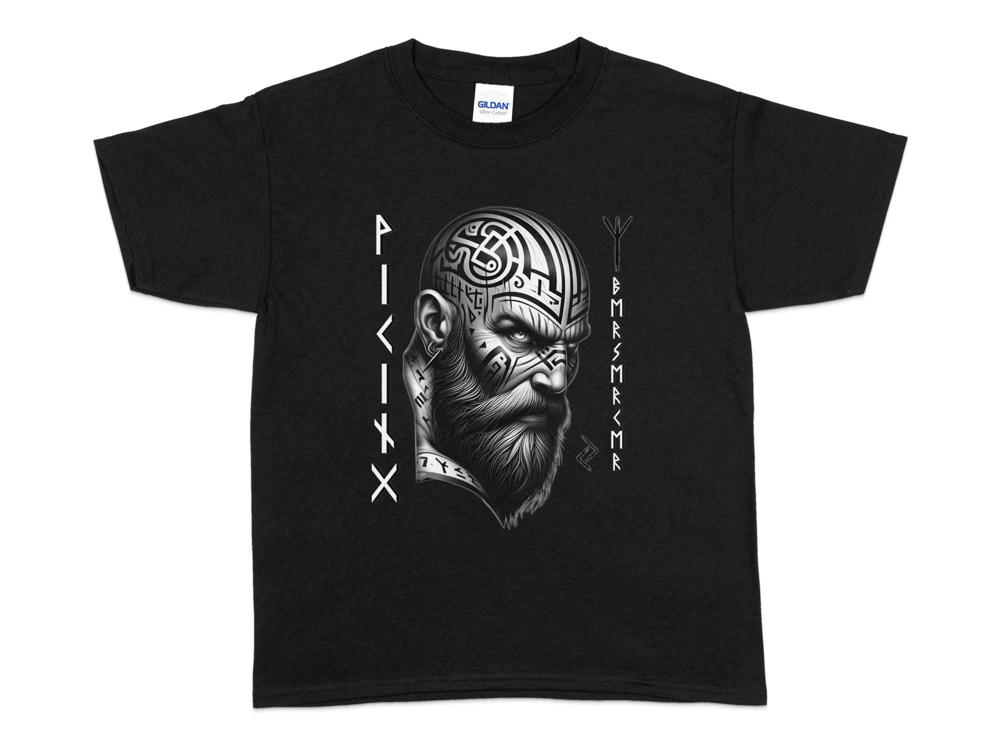 Viking Focus - Coloured Gildan Kids T-Shirt Realistic Norse Talisman Unisex Valhalla Tee Graphic Design