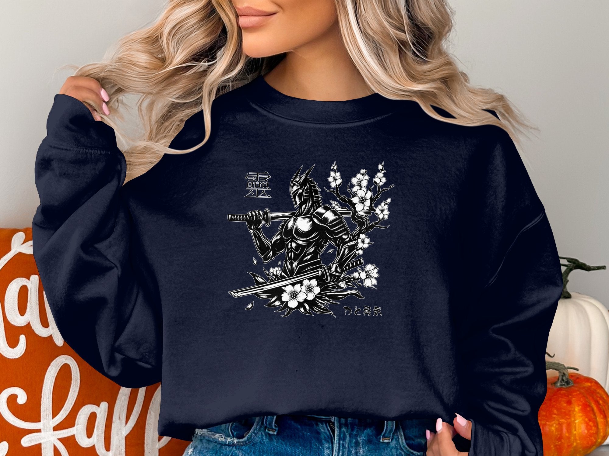 Samurai Ninja - Coloured Gildan Sweatshirt Japanese Talisman Unisex Cultural Symbolic Graphic Design