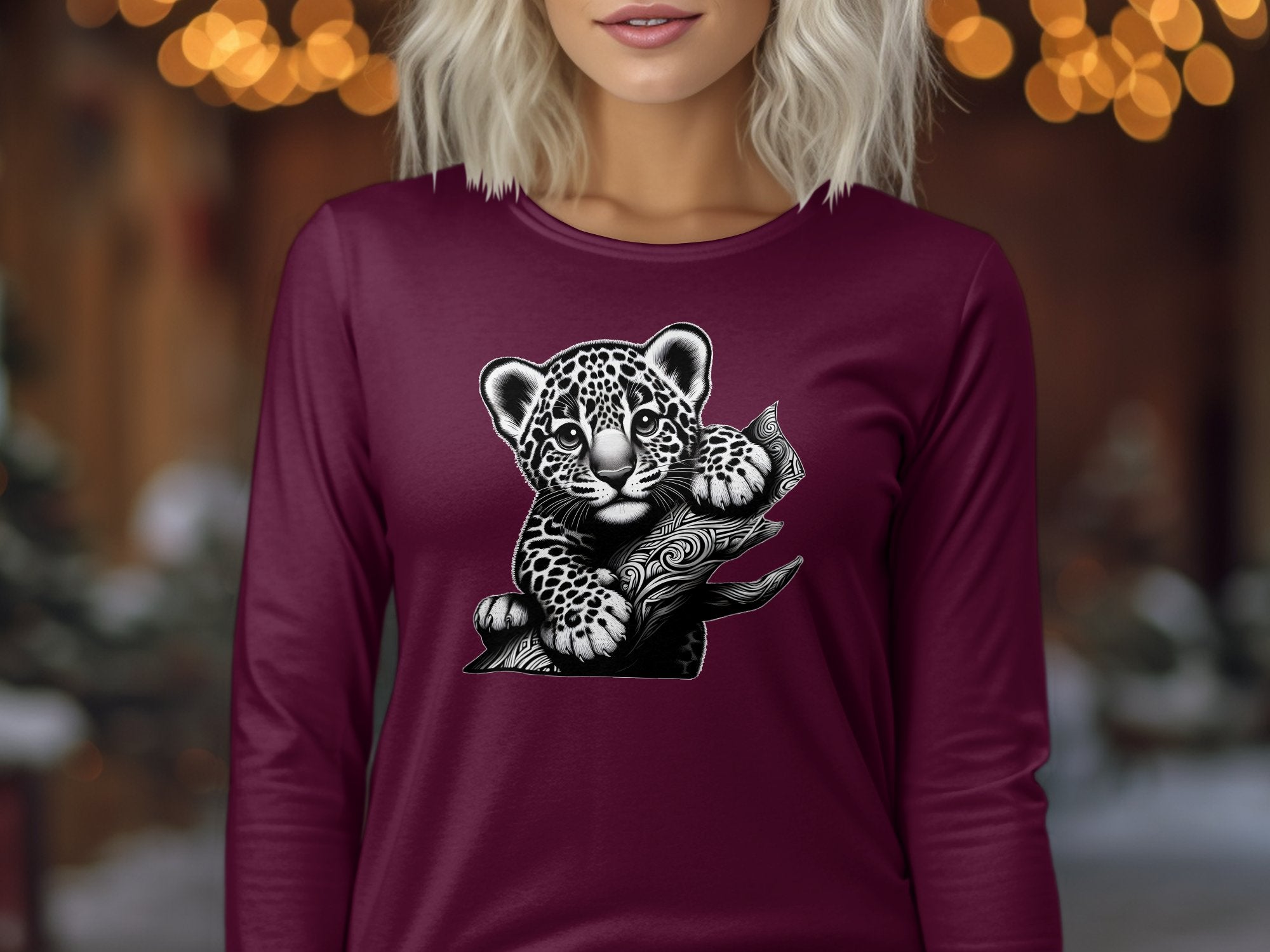 Leopard Bonsai - Coloured Gildan Long Sleeve Realistic Animal Talisman Unisex Cute Tee Graphic Design