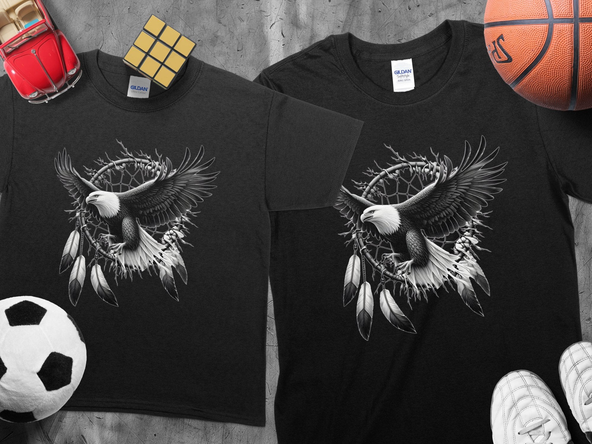 Dreamcatcher Eagle - Coloured Gildan Kids T-Shirt Realistic Native American Talisman Unisex Mythology Tee Graphic Design