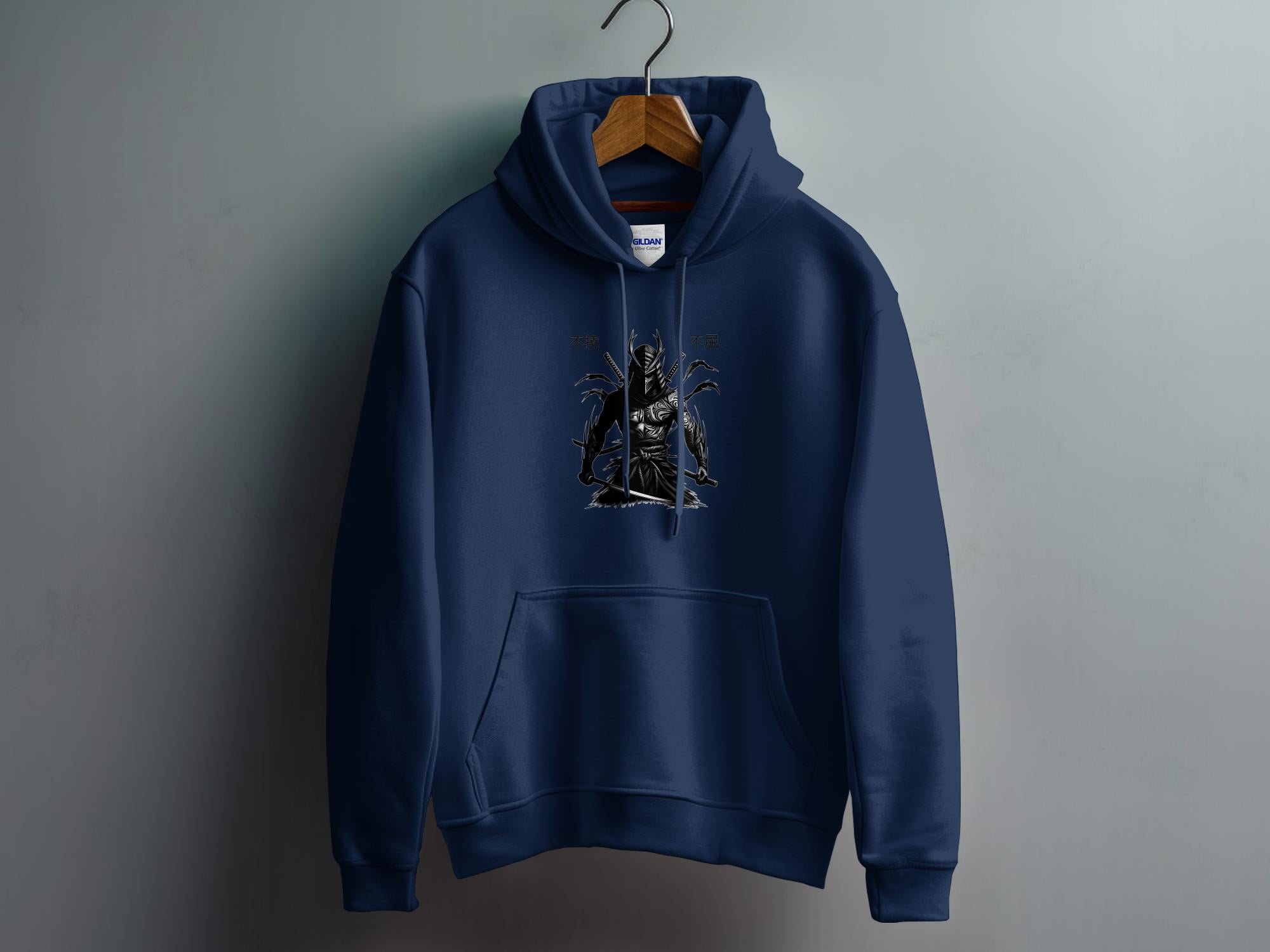 Samurai Ninja - Coloured Gildan Hoodie Japanese Talisman Unisex Cultural Symbolic Graphic Design