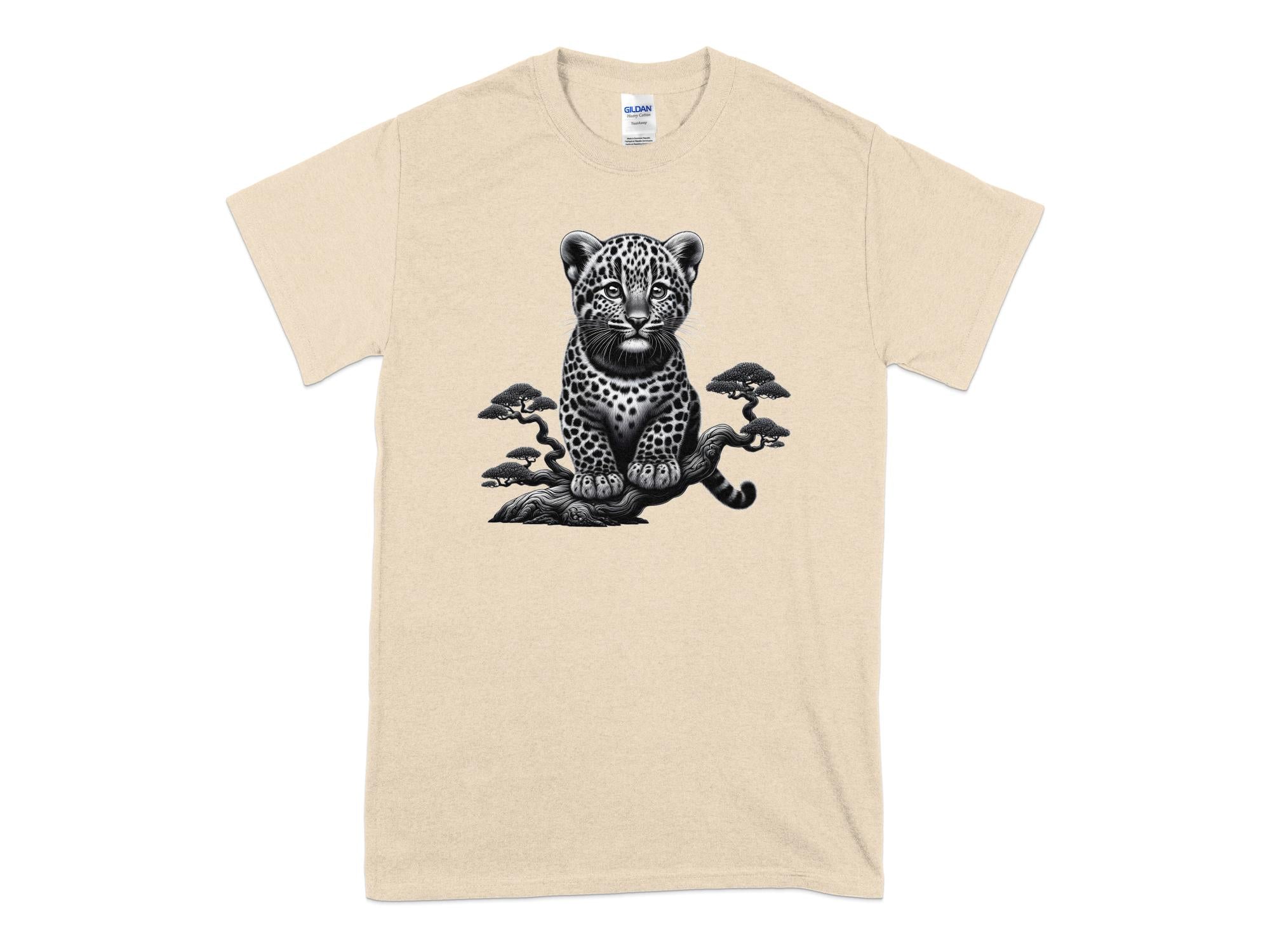 Leopard Bonsai - Coloured Gildan T-Shirt Realistic Animal Talisman Unisex Cute Tee Graphic Design