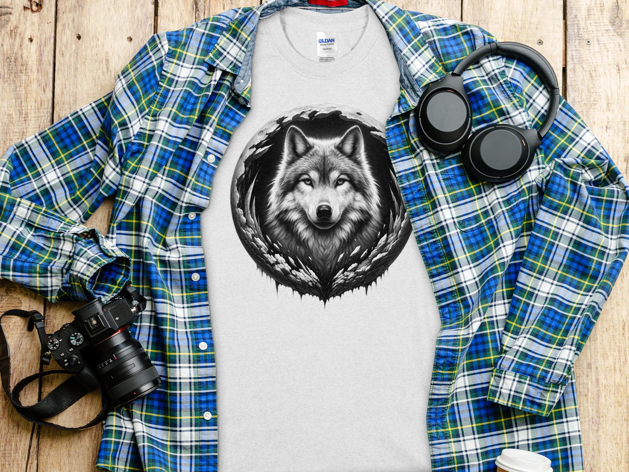 Moon Wolf - Coloured Gildan T-Shirt Realistic Animal Talisman Unisex Mythology Tee Graphic Design