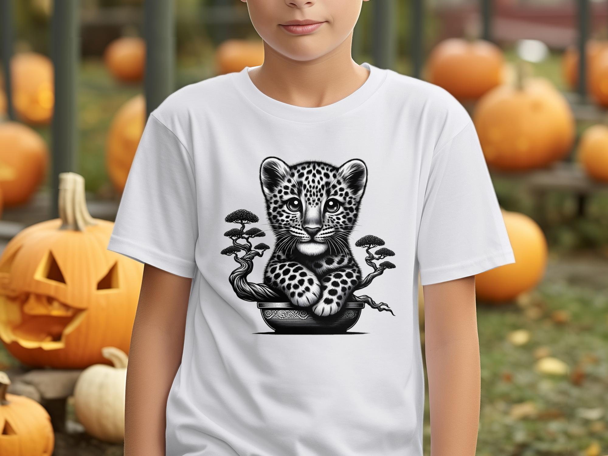 Leopard Bonsai - Coloured Gildan Kids T-Shirt Realistic Animal Talisman Unisex Cute Tee Graphic Design