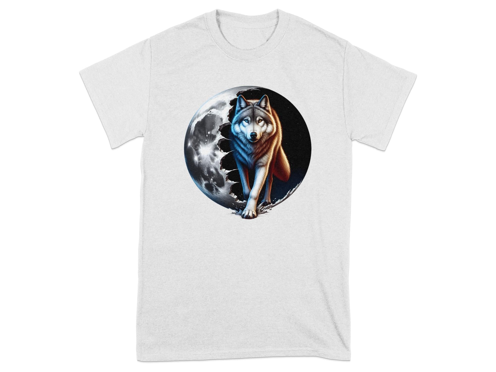 Moon Wolf - T-Shirt Realistic Full Colour Animal Talisman Unisex Mythology Tee Gildan Graphic Design