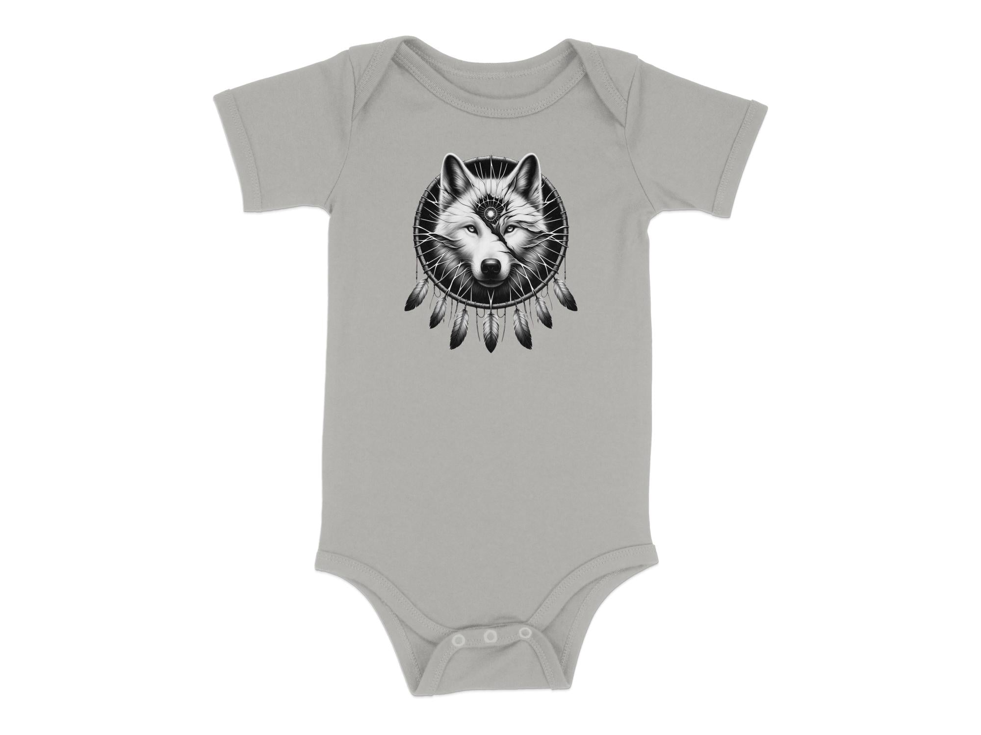 Dreamcatcher Wolf - Coloured Toddler Bodysuit Realistic Native American Talisman Unisex Mythology Tee Graphic Design