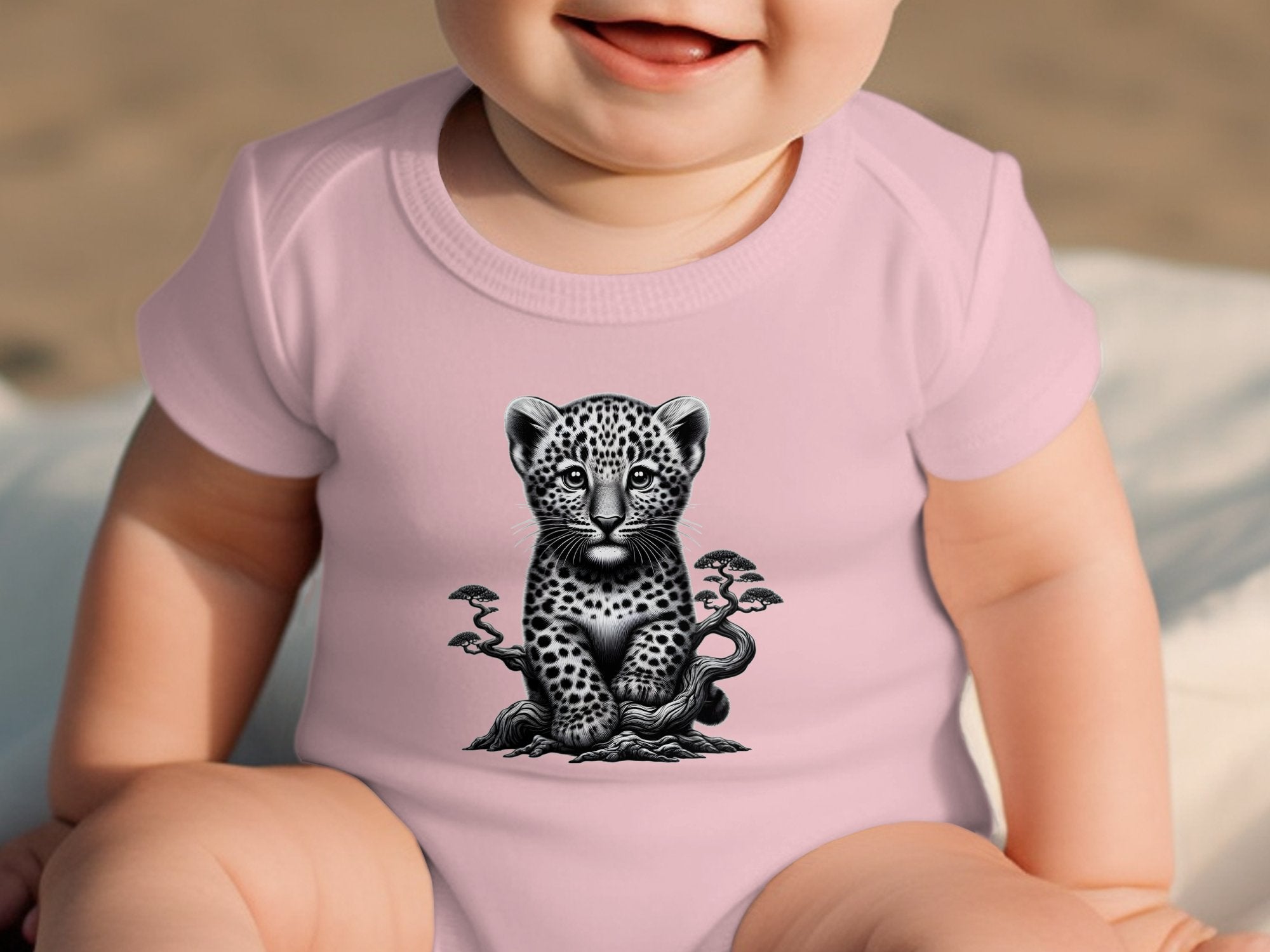 Leopard Bonsai - Coloured Toddler Bodysuit Realistic Animal Talisman Unisex Cute Tee Graphic Design