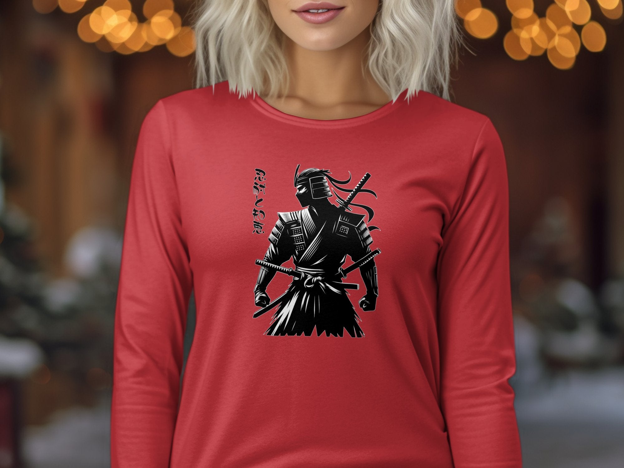 Samurai Ninja - Coloured Gildan Long Sleeve Japanese Talisman Unisex Cultural Symbolic Graphic Design