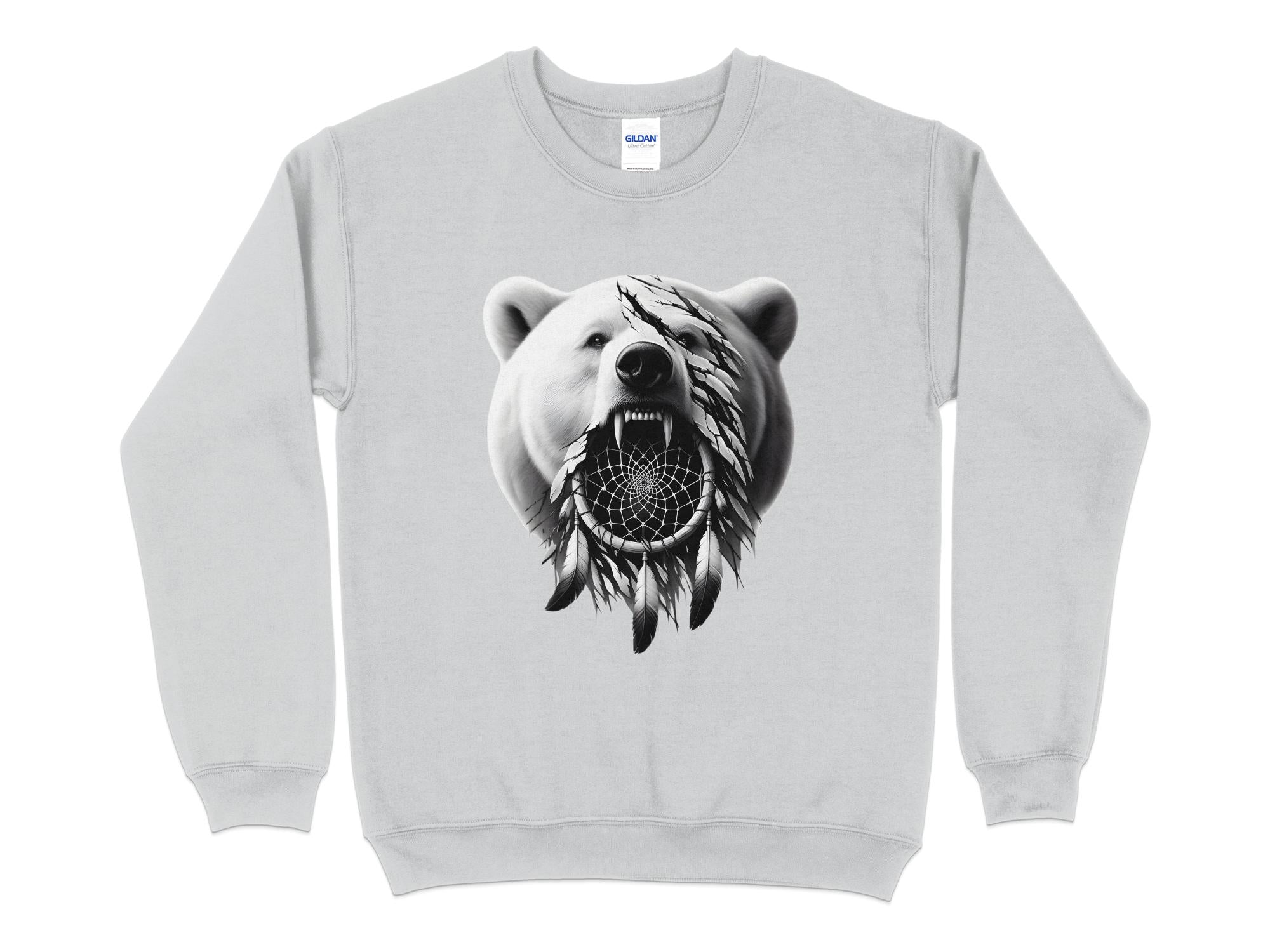 Dreamcatcher Bear - Coloured Gildan Sweatshirt Realistic Native American Talisman Unisex Mythology Tee Graphic Design