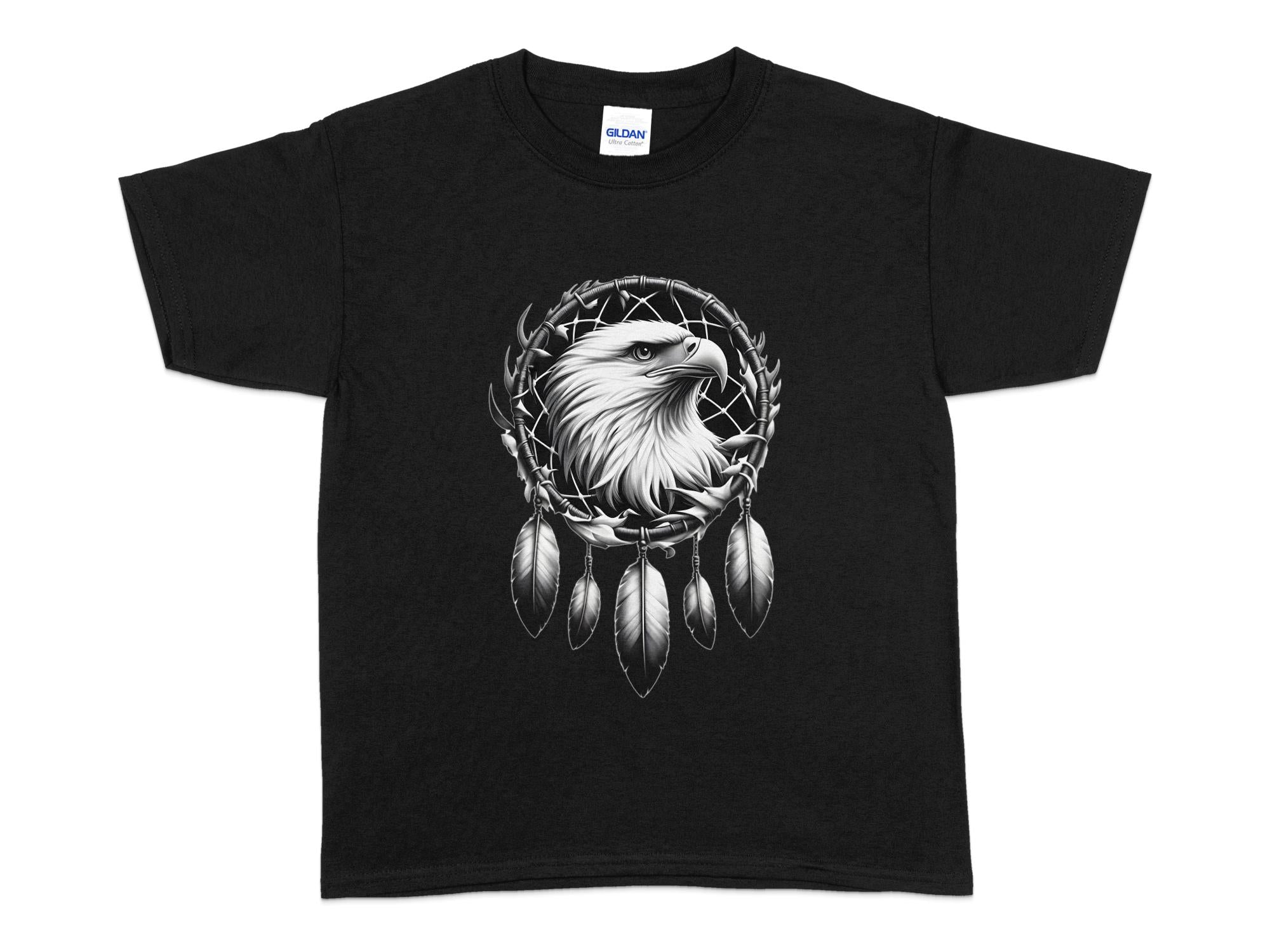 Dreamcatcher Eagle - Coloured Gildan Kids T-Shirt Realistic Native American Talisman Unisex Mythology Tee Graphic Design