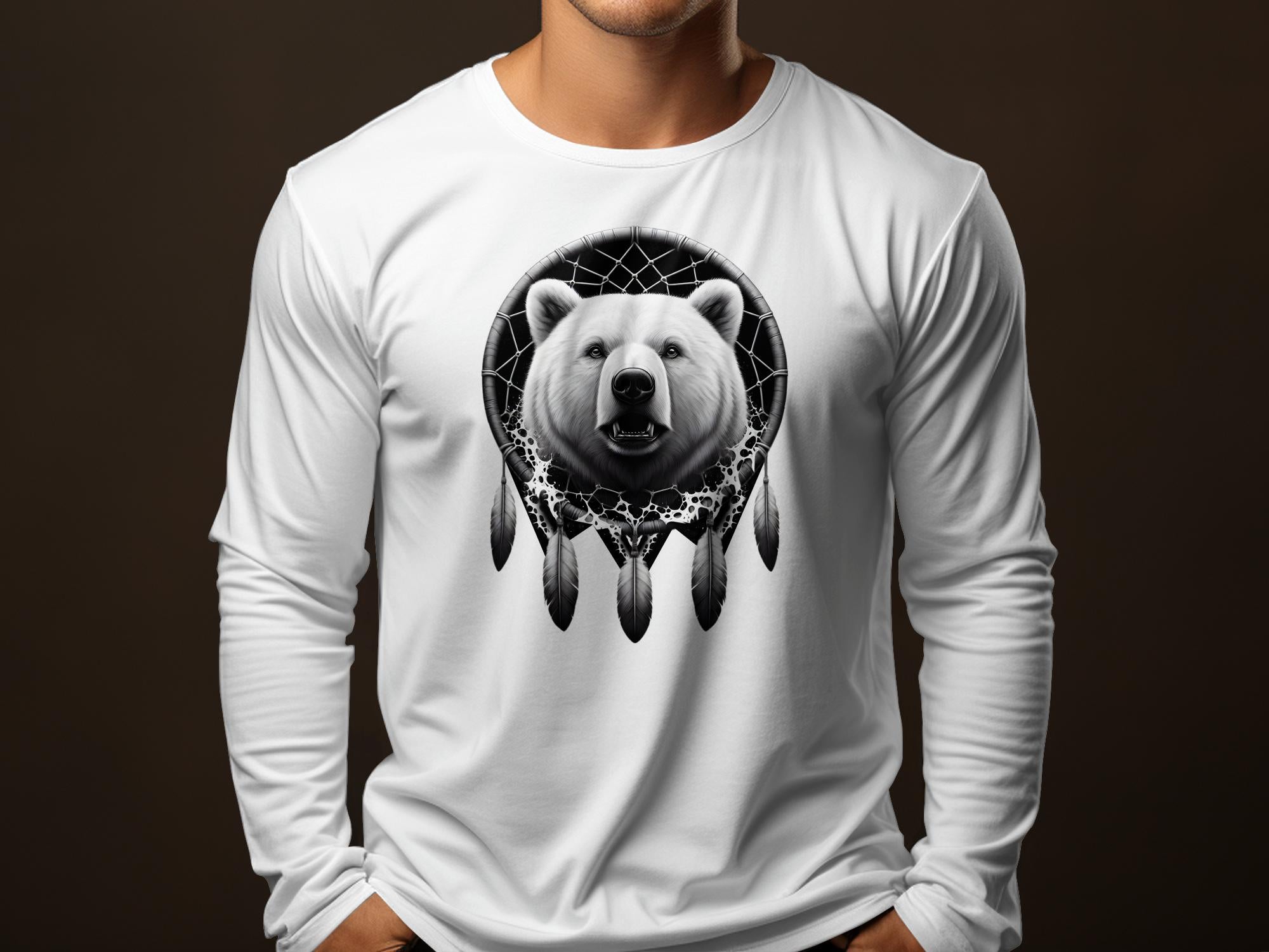 Dreamcatcher Bear - Coloured Gildan Long Sleeve Realistic Native American Talisman Unisex Mythology Tee Graphic Design