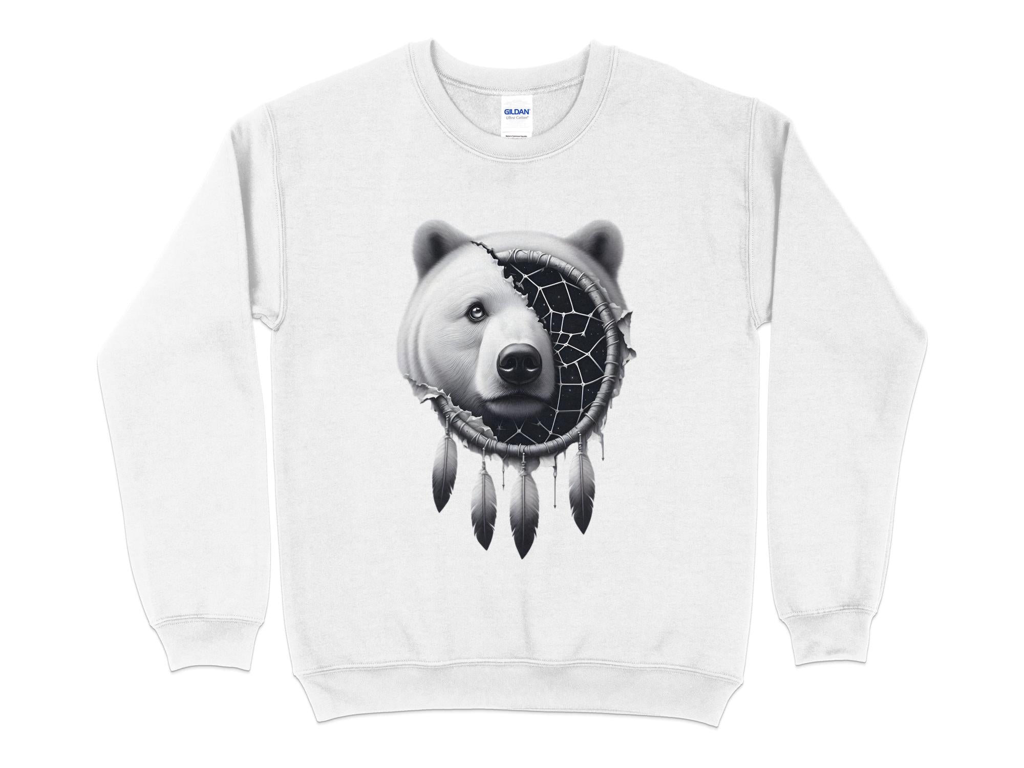 Dreamcatcher Bear - Coloured Gildan Sweatshirt Realistic Native American Talisman Unisex Mythology Tee Graphic Design