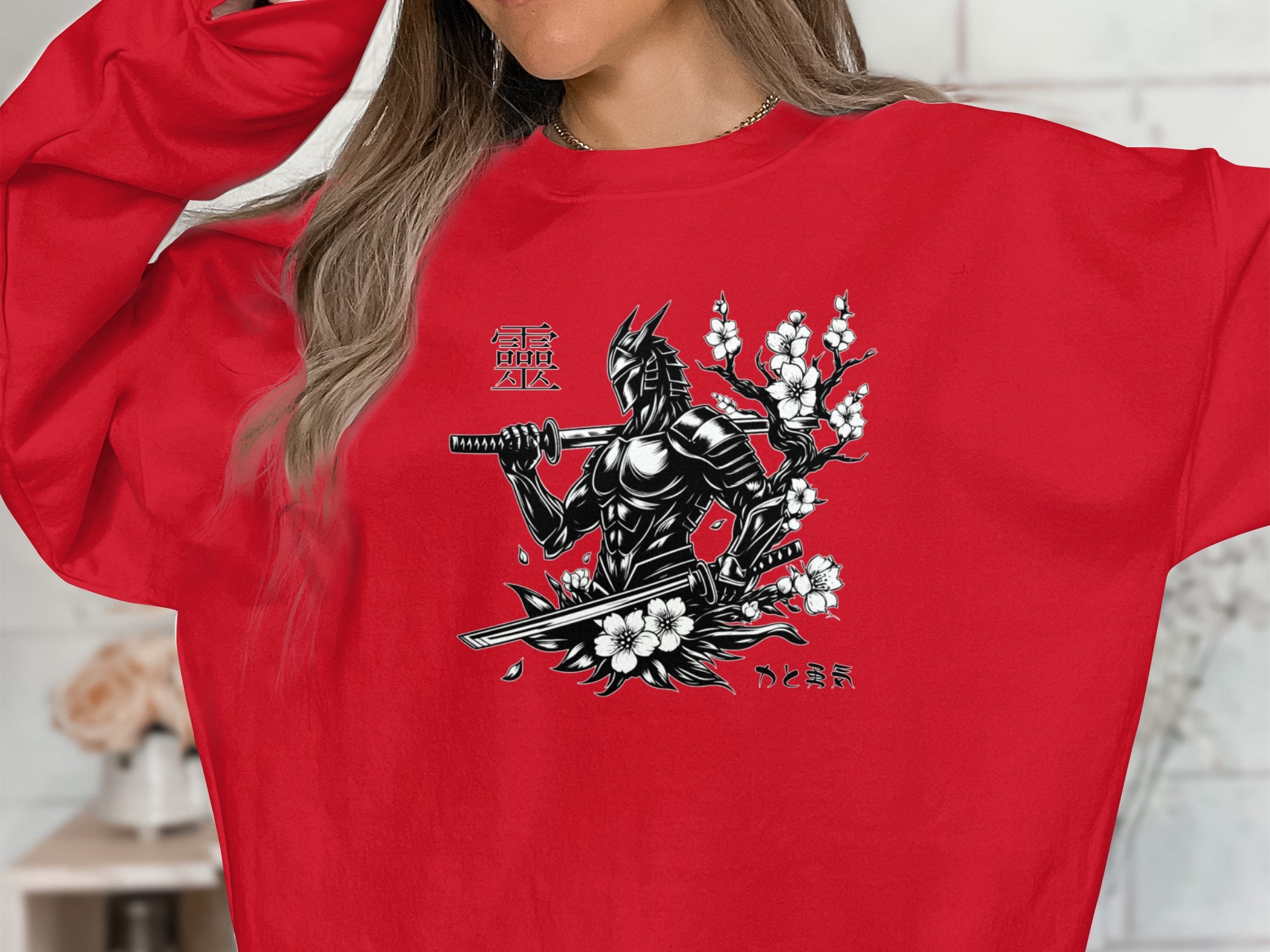 Samurai Ninja - Coloured Gildan Sweatshirt Japanese Talisman Unisex Cultural Symbolic Graphic Design