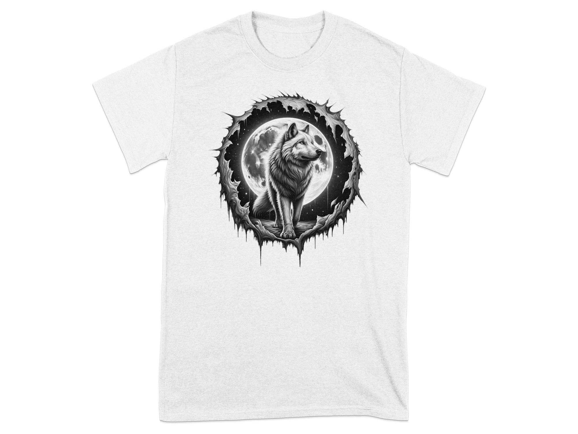 Moon Wolf - Coloured Gildan T-Shirt Realistic Animal Talisman Unisex Mythology Tee Graphic Design