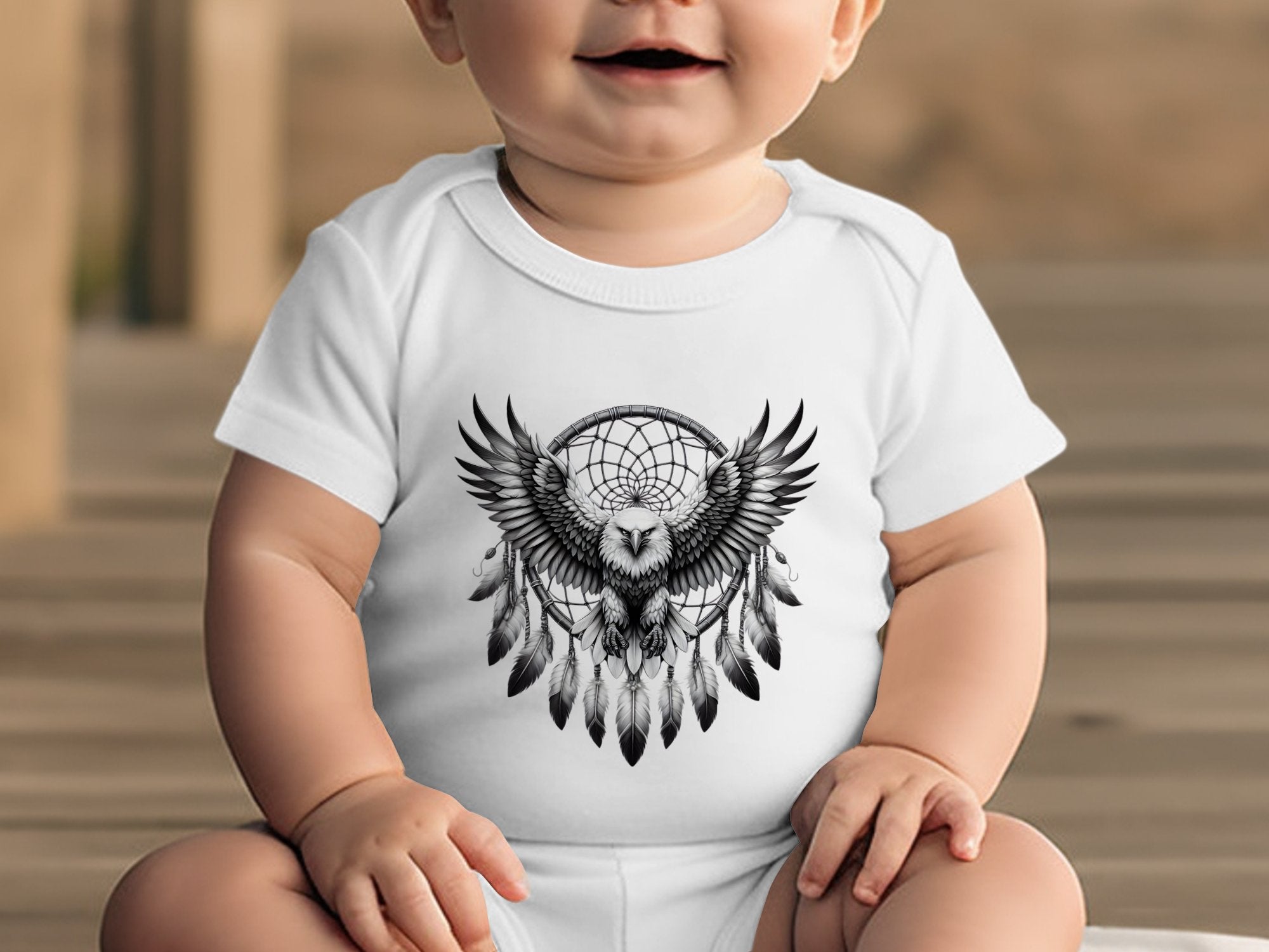 Dreamcatcher Eagle - Coloured Toddler Bodysuit Realistic Native American Talisman Unisex Mythology Tee Graphic Design