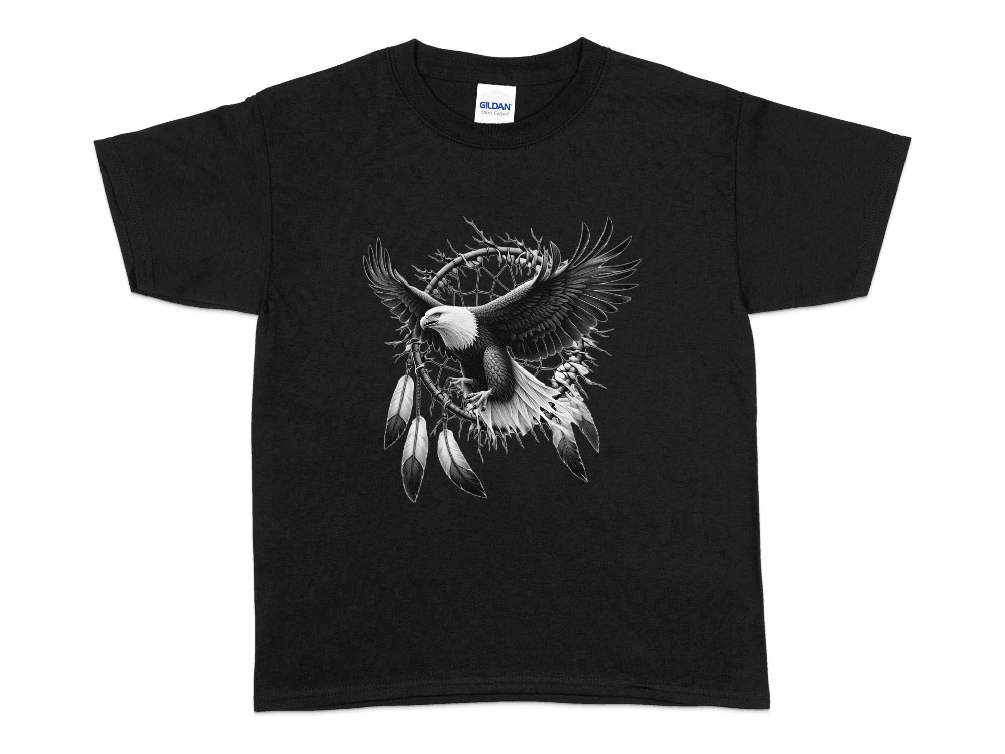 Dreamcatcher Eagle - Coloured Gildan Kids T-Shirt Realistic Native American Talisman Unisex Mythology Tee Graphic Design