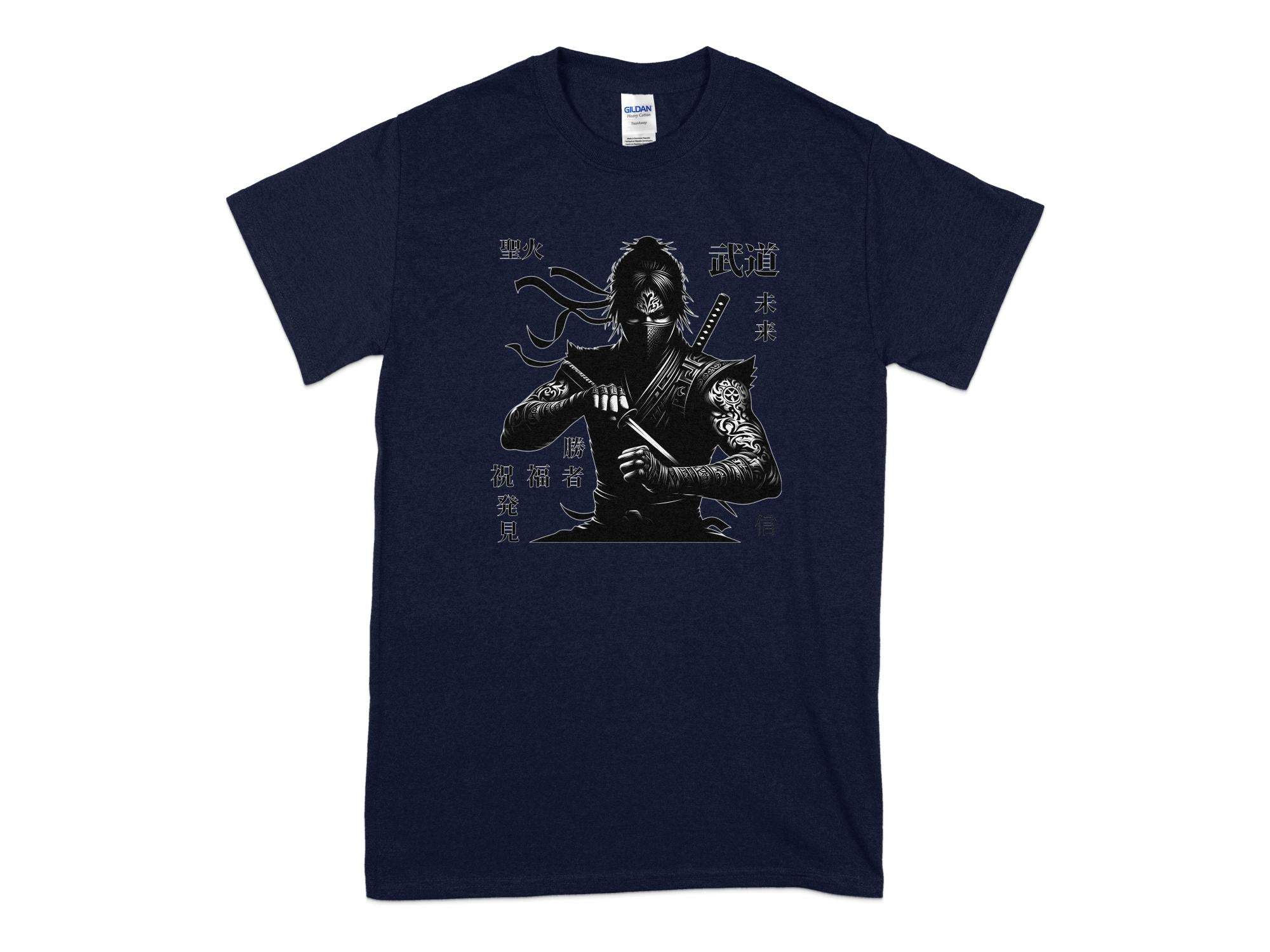 Samurai Ninja - Coloured Gildan T-Shirt Japanese Talisman Unisex Cultural Symbolic Graphic Design