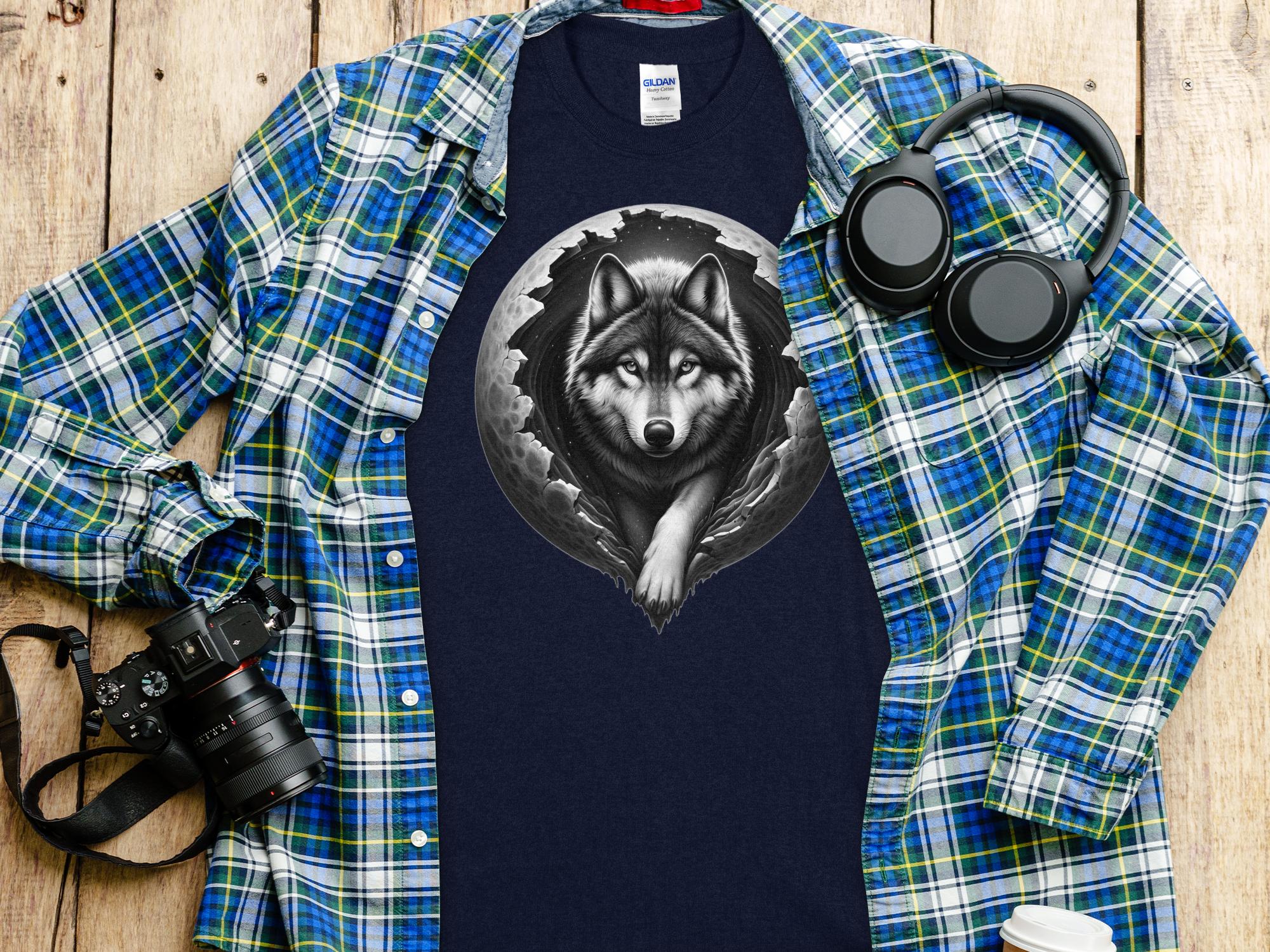 Moon Wolf - Coloured Gildan T-Shirt Realistic Animal Talisman Unisex Mythology Tee Graphic Design