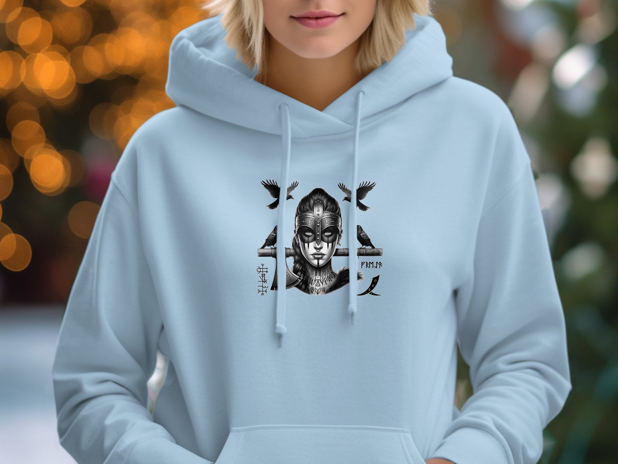 Viking Shield Maiden - Coloured Gildan Hoodie Realistic Norse Talisman Men Women Unisex Valhalla Tee Graphic Design