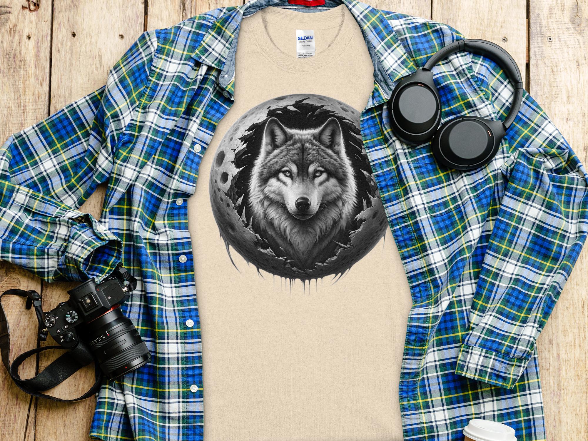 Moon Wolf - Coloured Gildan T-Shirt Realistic Animal Talisman Unisex Mythology Tee Graphic Design