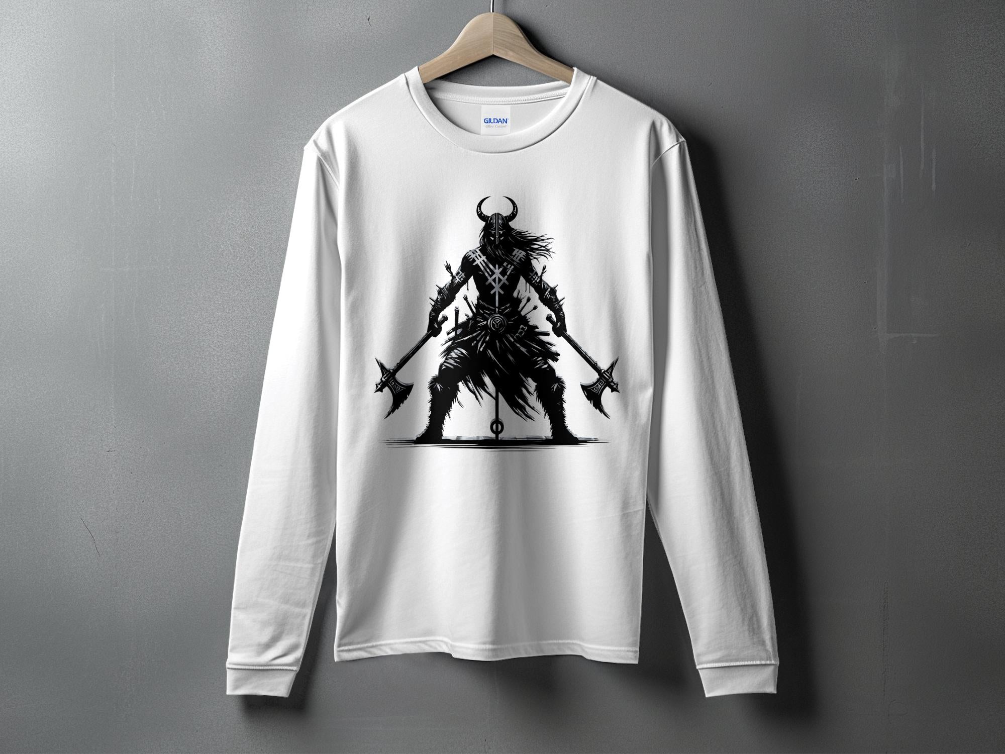 Viking Indomitable - Coloured Gildan Long Sleeve Norse Talisman Men Women Unisex Valhalla Tee