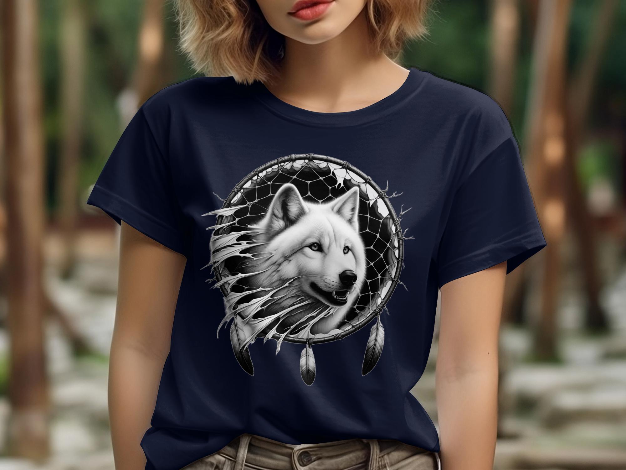 Dreamcatcher Wolf - Coloured Gildan T-Shirt Realistic Native American Talisman Unisex Mythology Tee Graphic Design