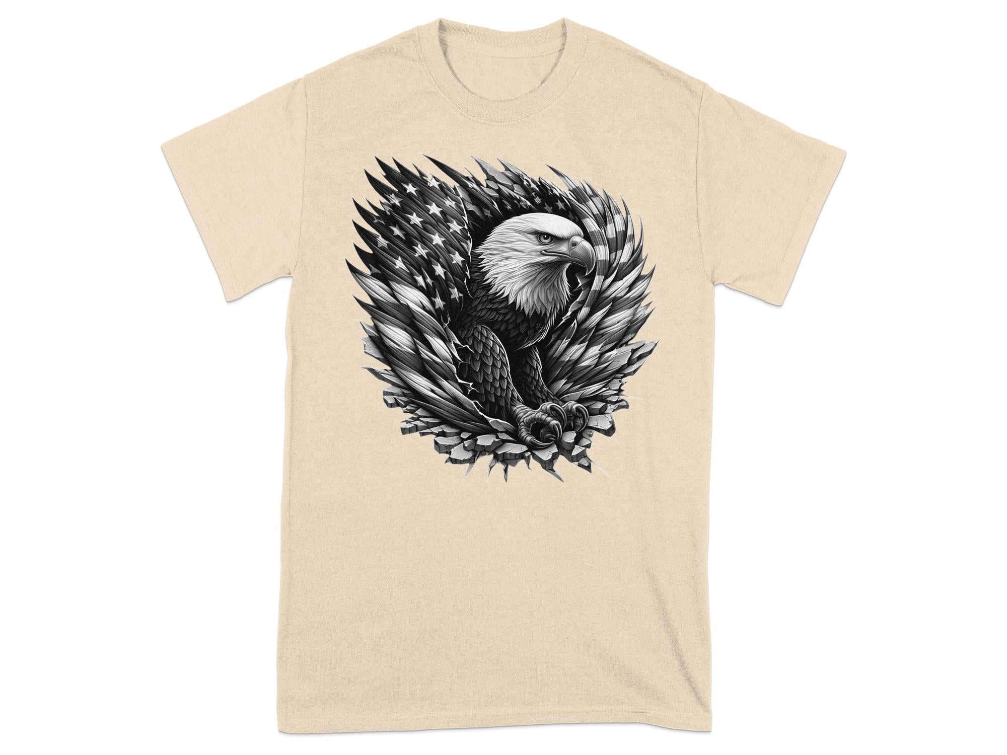 Eagle Patriot - Coloured Gildan T-Shirt Realistic Animal Talisman Unisex Tee Graphic Design