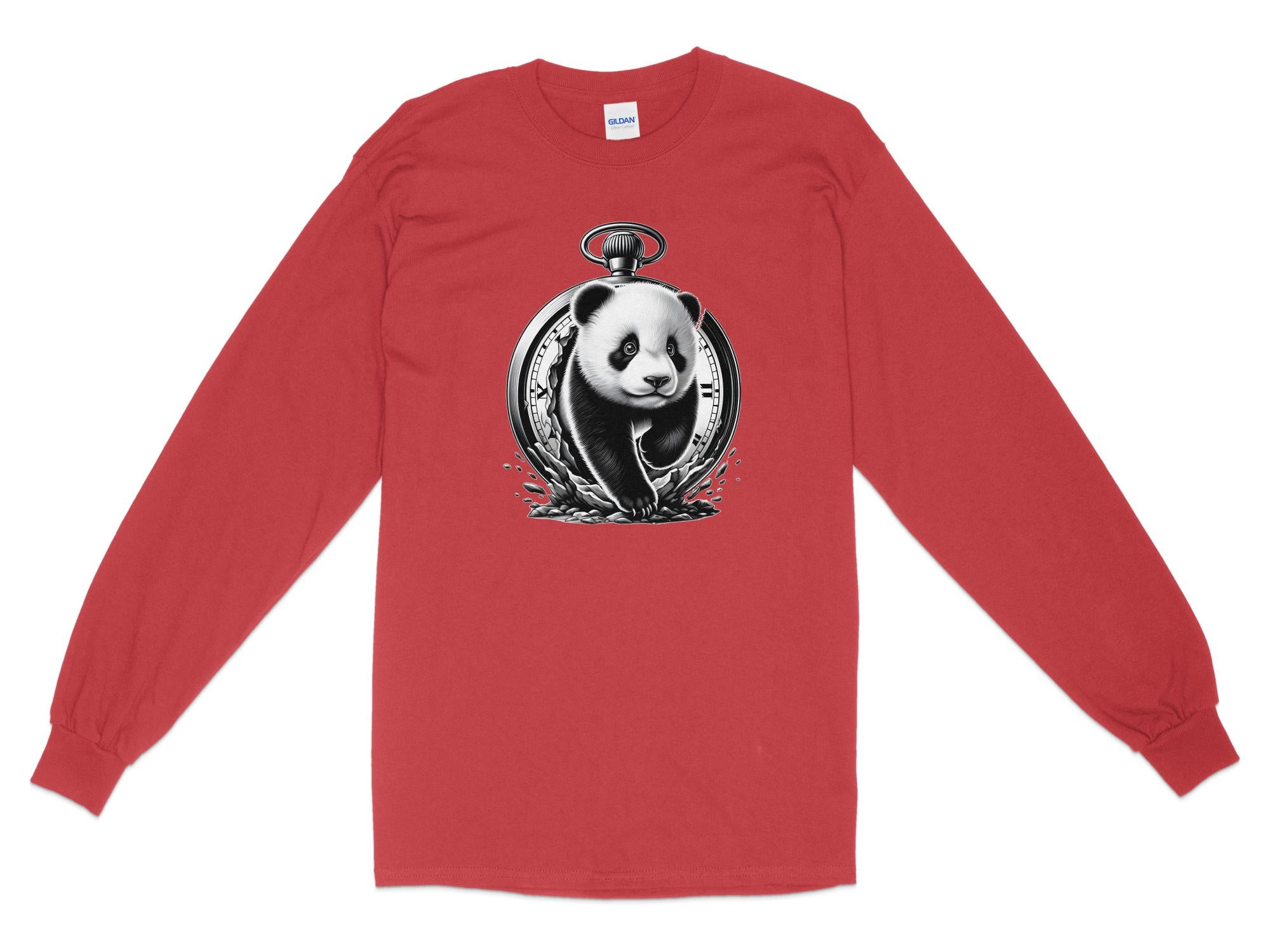 Panda - Coloured Gildan Long Sleeve Realistic Animal Talisman Unisex Cute Tee Graphic Design