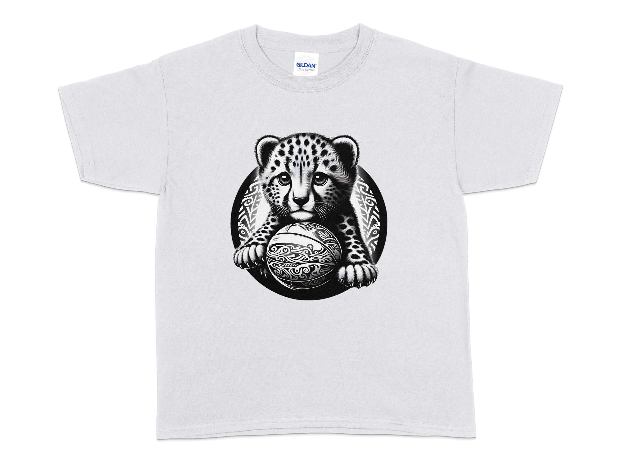 Cheetah World - Coloured Gildan Kids T-Shirt Realistic Animal Talisman Unisex Cute Tee Graphic Design