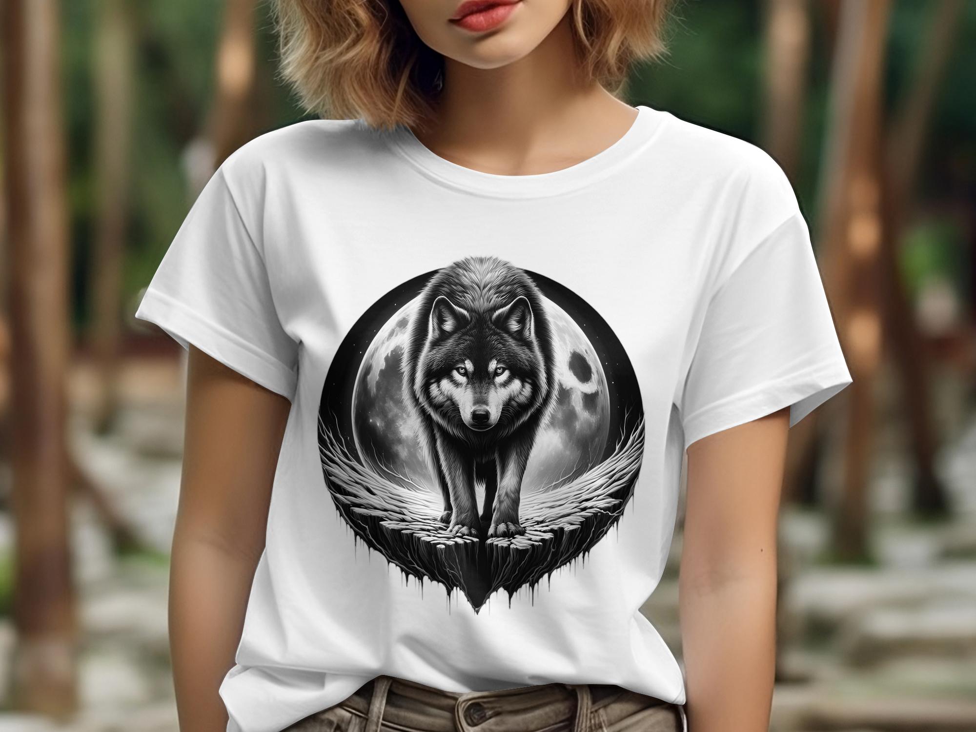 Moon Wolf - Coloured Gildan T-Shirt Realistic Animal Talisman Unisex Mythology Tee Graphic Design