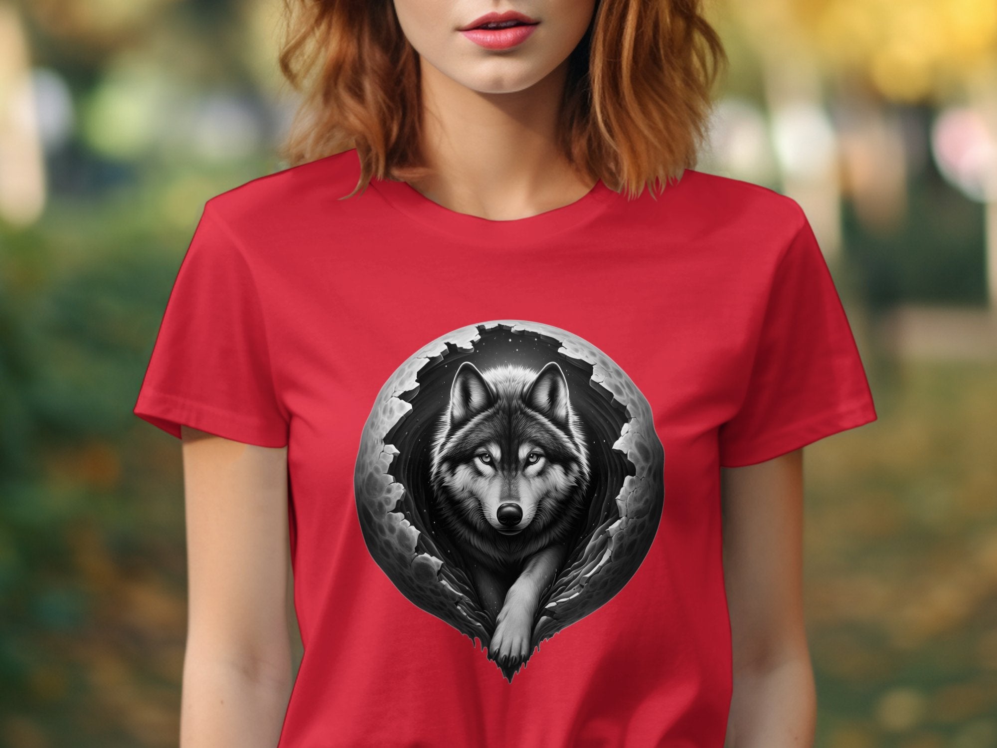 Moon Wolf - Coloured Gildan T-Shirt Realistic Animal Talisman Unisex Mythology Tee Graphic Design