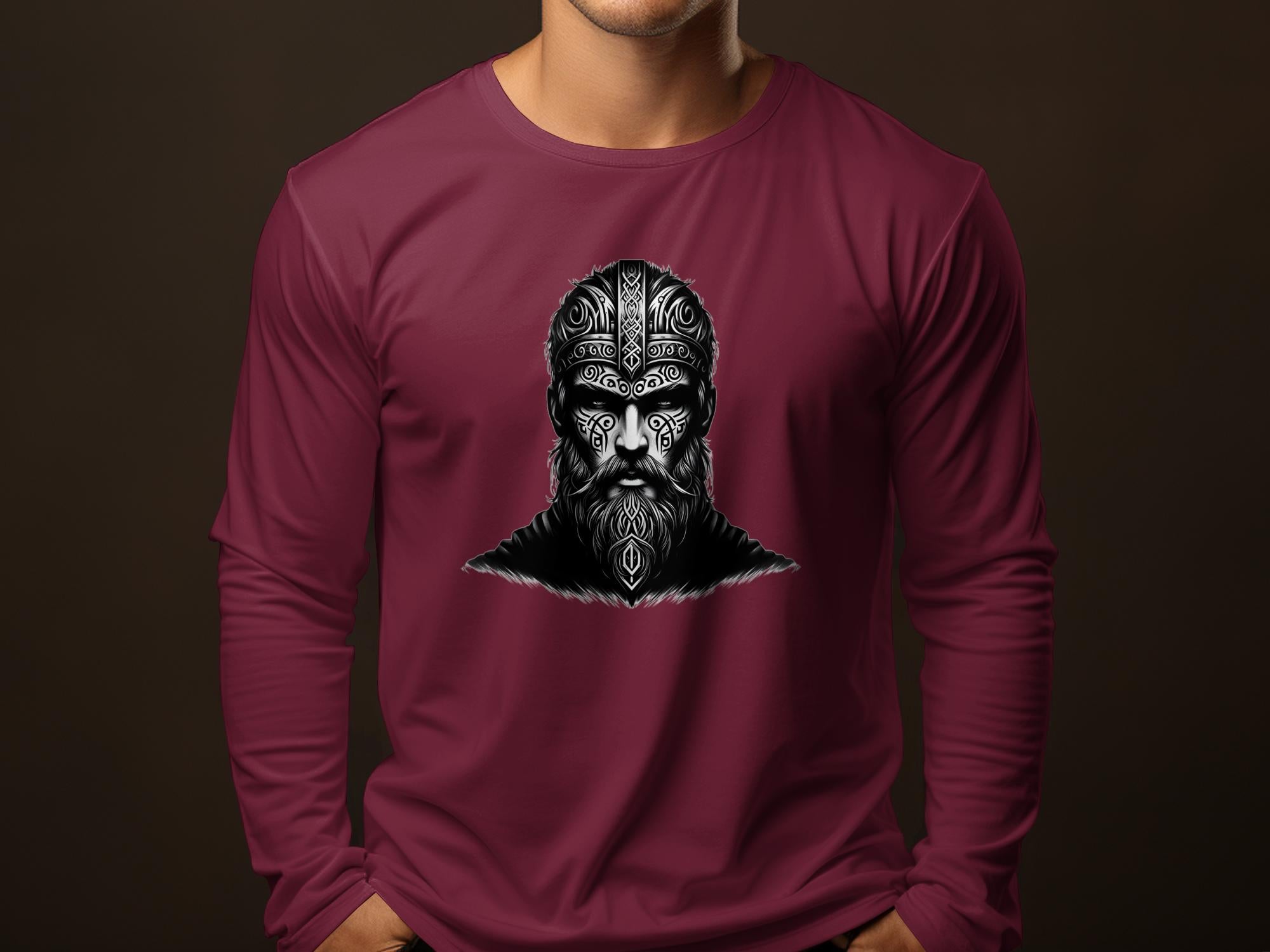 Viking Unyielding - Coloured Gildan Long Sleeve Realistic Norse Talisman Men Women Unisex Valhalla Tee Graphic Design