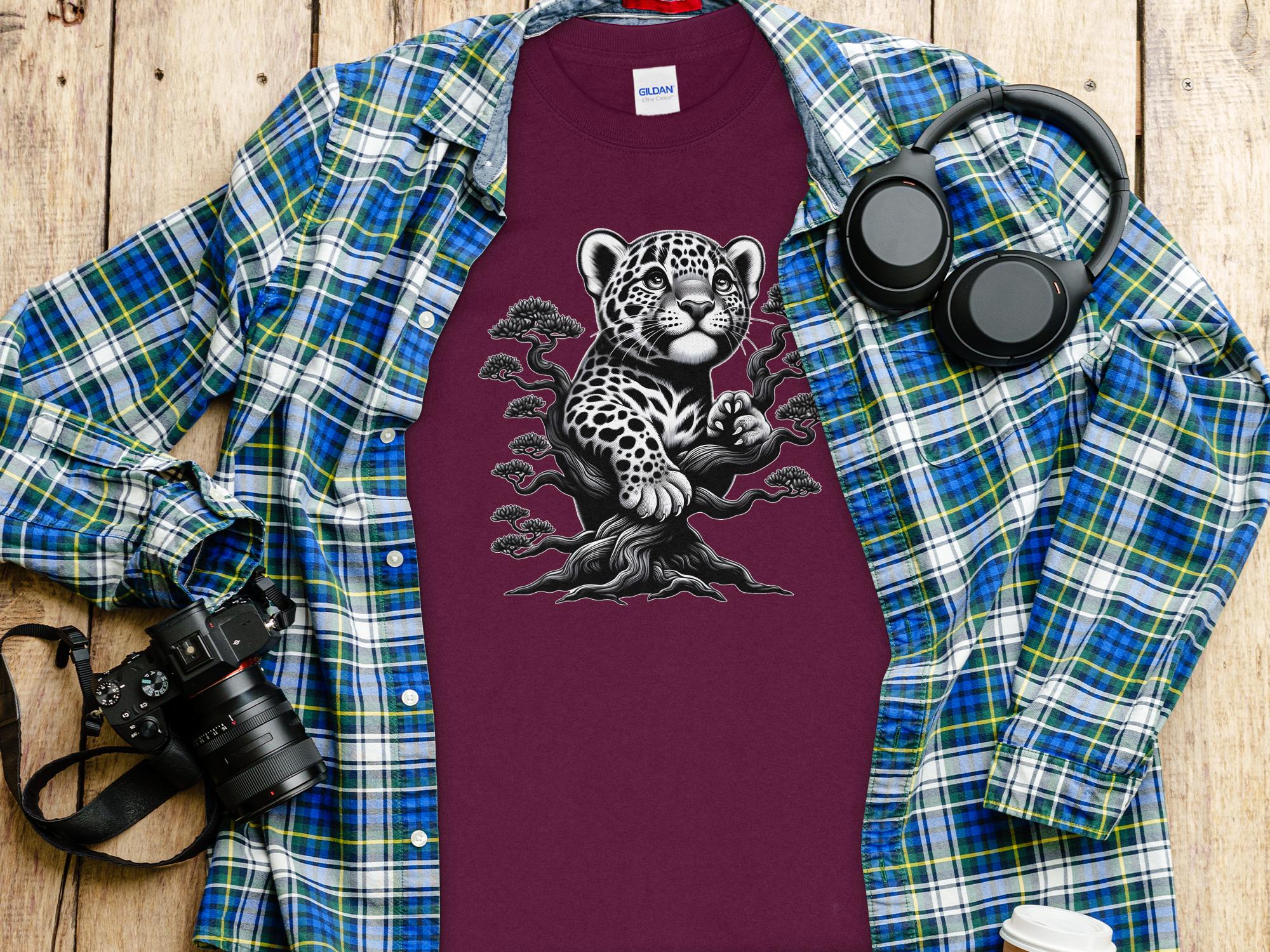 Leopard Bonsai - Coloured Gildan Long Sleeve Realistic Animal Talisman Unisex Cute Tee Graphic Design