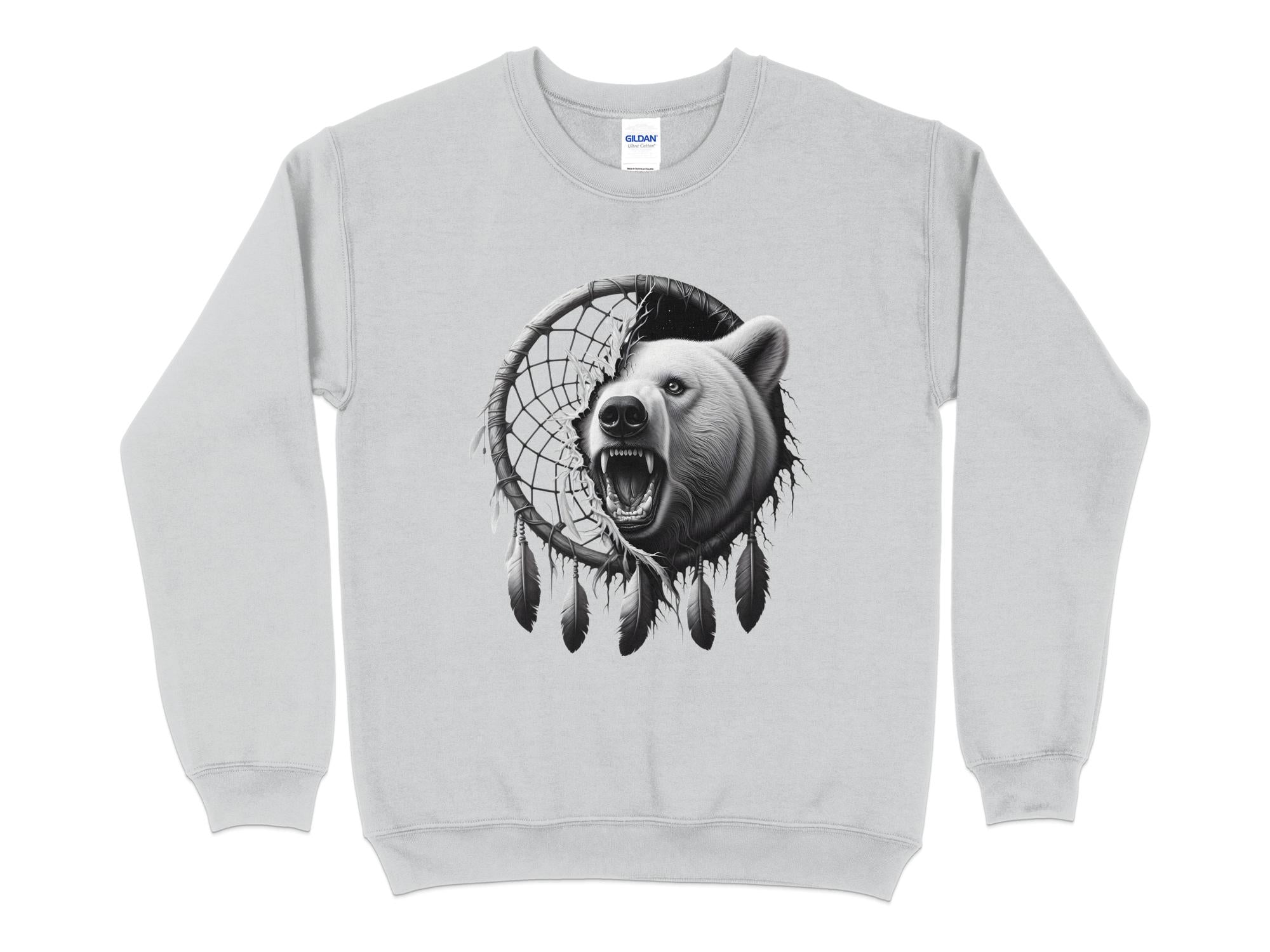 Dreamcatcher Bear - Coloured Gildan Sweatshirt Realistic Native American Talisman Unisex Mythology Tee Graphic Design