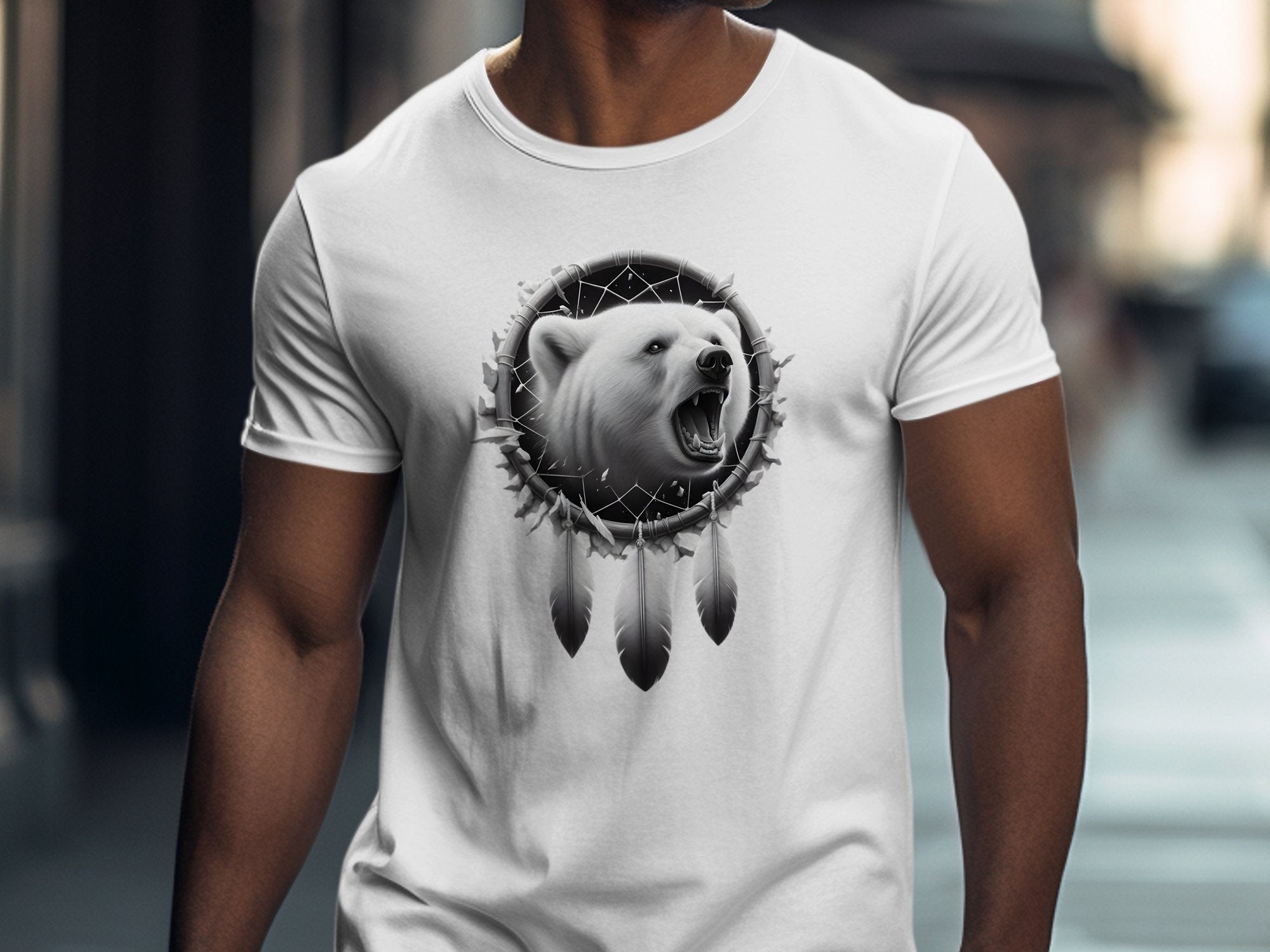 Dreamcatcher Bear - Coloured Gildan T-Shirt Realistic Native American Talisman Unisex Mythology Tee Graphic Design