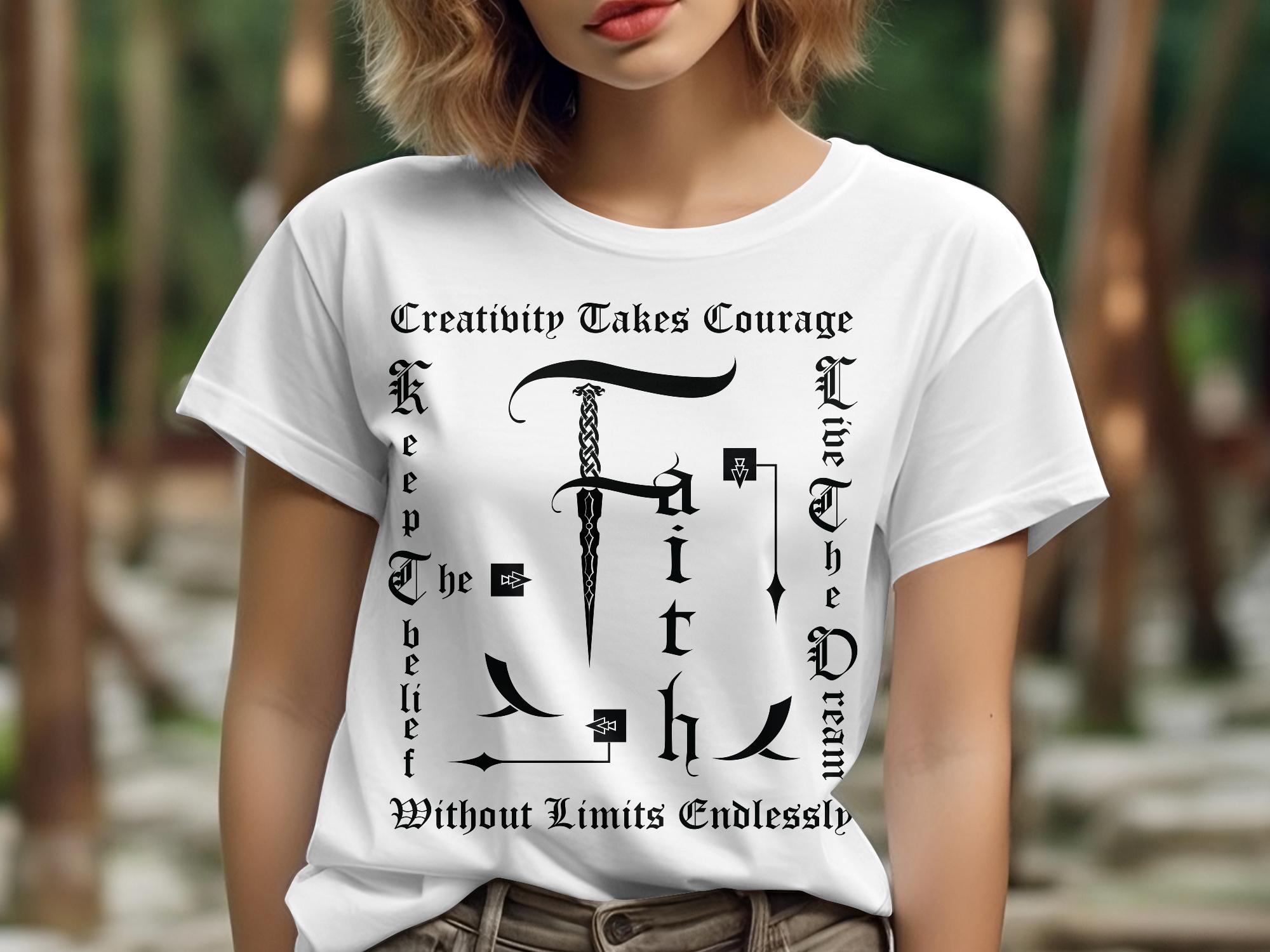 Faith Empowerment - White Gildan T Shirt Inspirational Talisman Men Women Unisex Tee Graphic Design