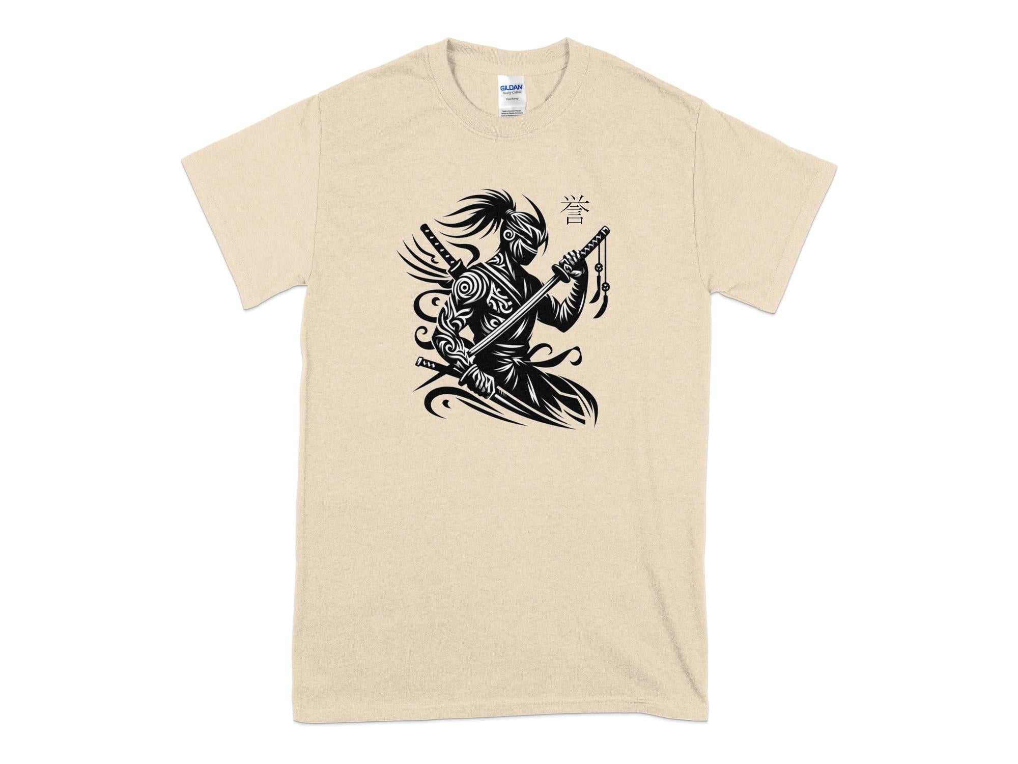 Samurai Ninja - Coloured Gildan T-Shirt Japanese Talisman Unisex Cultural Symbolic Graphic Design